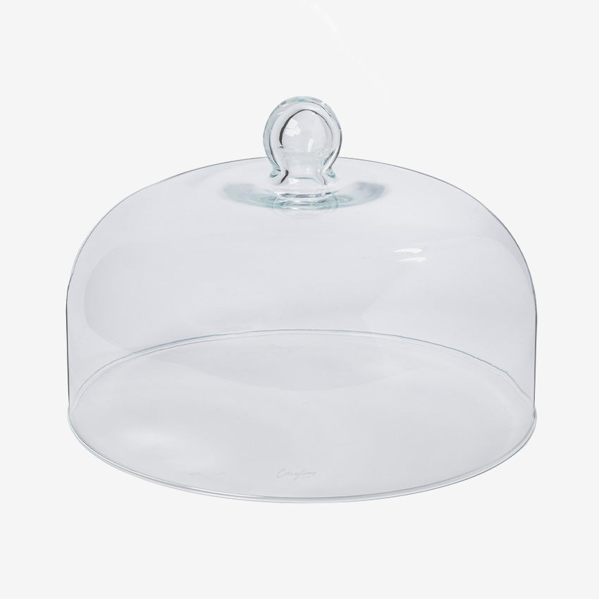 Casafina Glass Dome Cloche with Wooden Base - Elegant Display Dome for Cakes, Cupcakes, Desserts, Candles, Jewelry & Home Decor - Perfect for Weddings, Parties & Gift Packaging