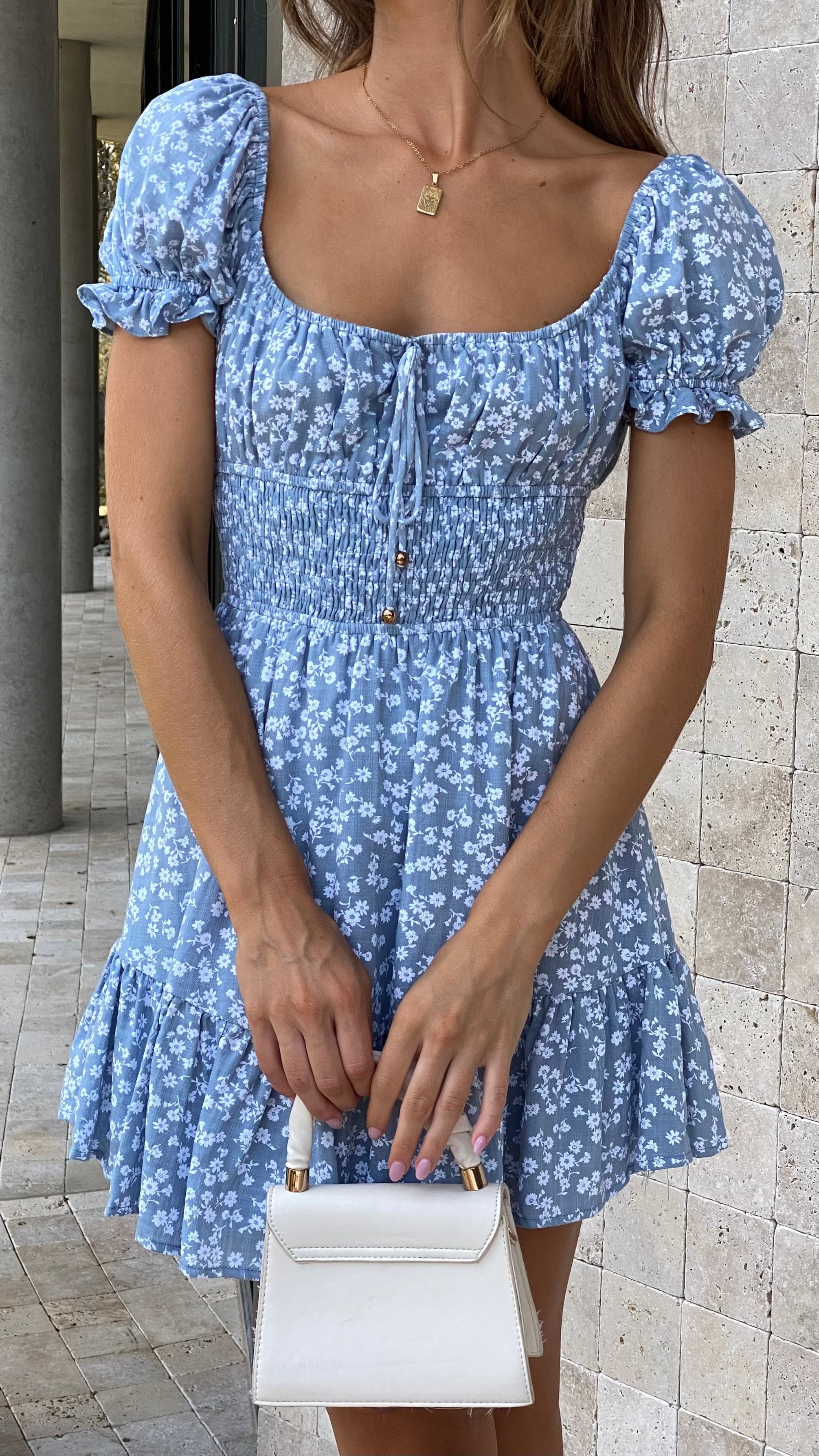 Kori Mini Dress - Blue Floral Print Summer Dress for Women | Perfect for Beach Vacations, Date Nights & Casual Outings