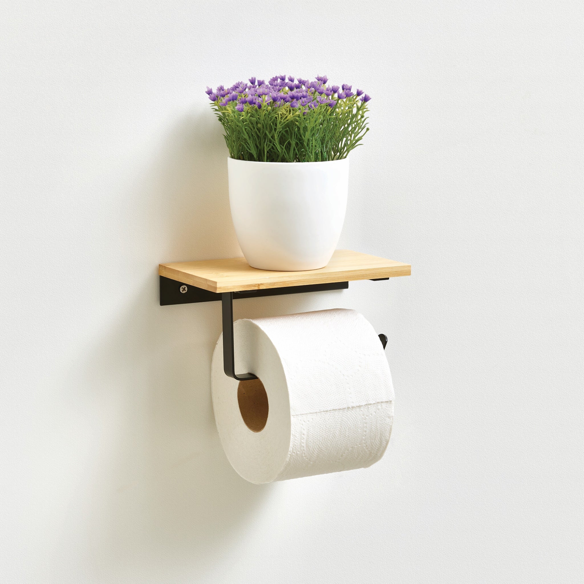 Eco-Friendly Bamboo Toilet Paper Holder - Wall Mounted Bathroom Tissue Roll Dispenser for Modern Home, RV & Van Life