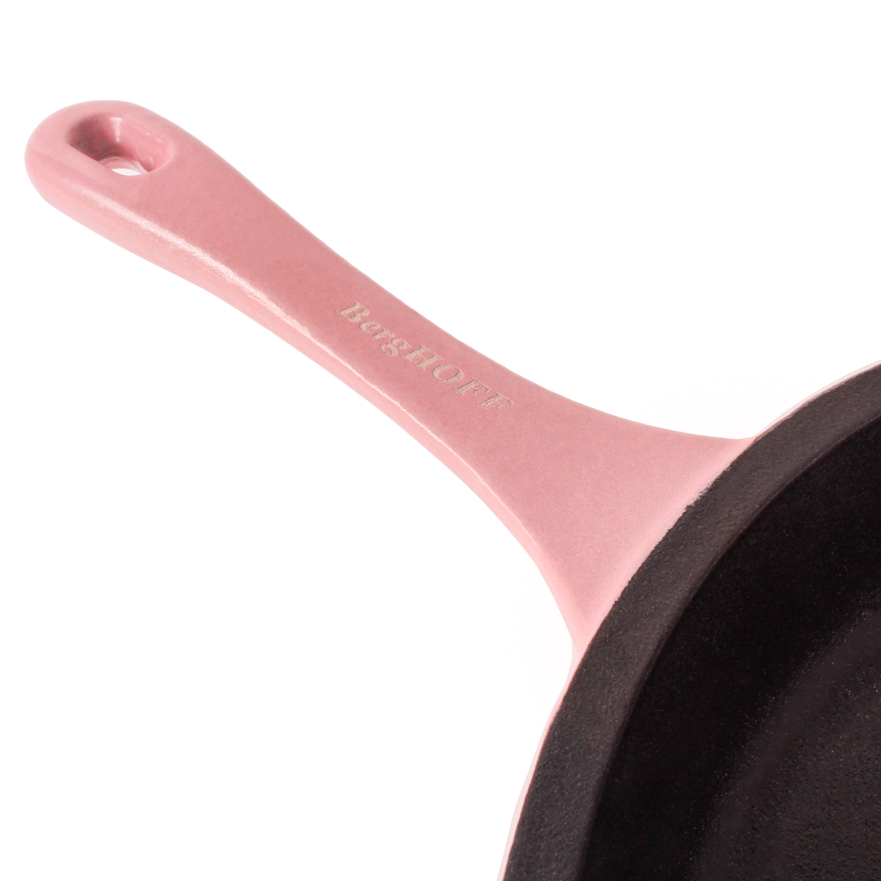 BergHOFF Neo 3-Piece Cast Iron Cookware Set - Pink Skillet, Grill Pan & Slotted Steak Press | Non-Stick, Even Heat Distribution | Perfect for Stovetop, Oven & Outdoor Cooking