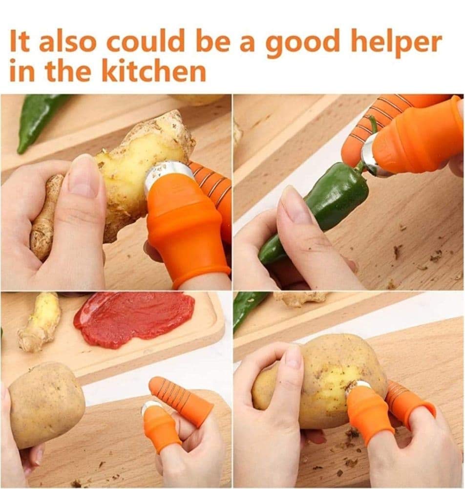 Cyrox Garden Fruit & Vegetable Picking Thumb Knife - Stainless Steel Kitchen Knife Set with Garlic Peeler - Perfect for Harvesting, Cooking & Food Prep at Home