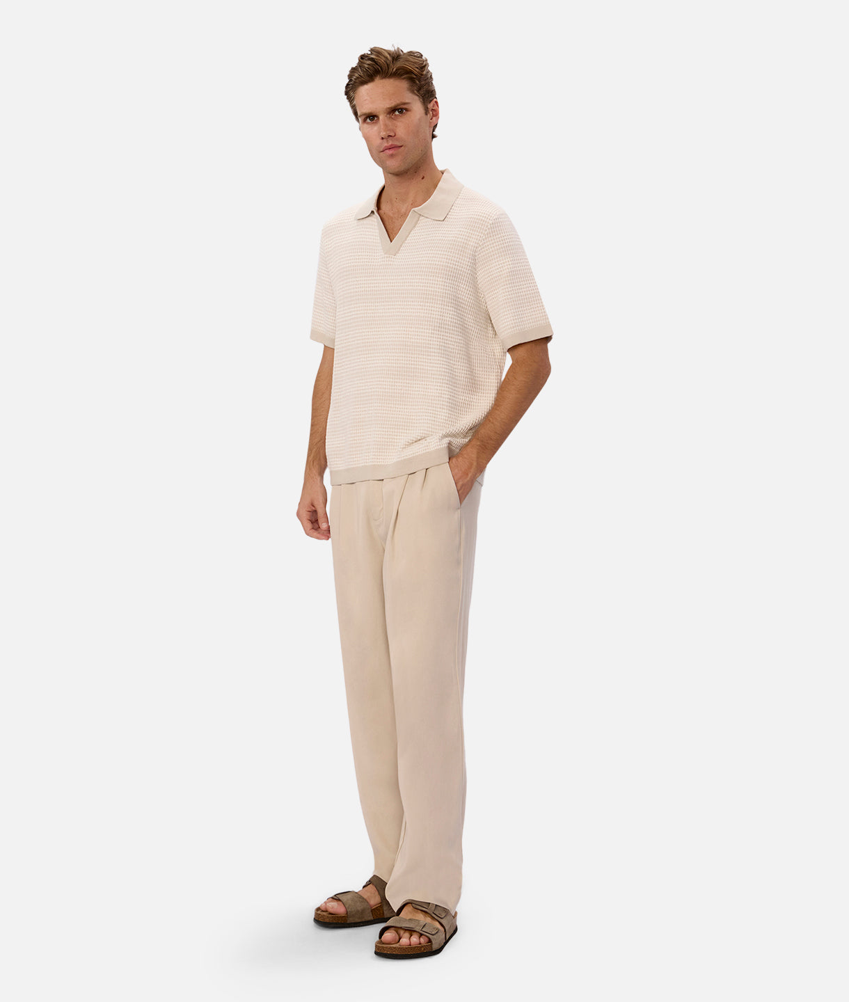 The Escala Polo Shirt for Men - Premium Stone Off White Cotton Casual Wear | Perfect for Office, Golf & Outdoor Activities