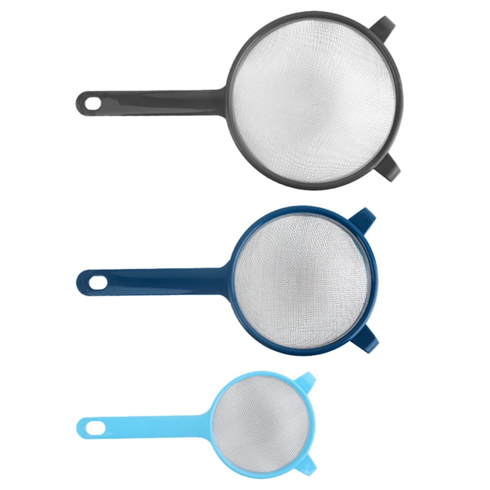 Yardwe 3-Piece Stainless Steel Flour Sifter Set - Fine Mesh Baking Sieve for Sugar, Powder & Flour - Ideal for Baking, Cooking & Kitchen Prep