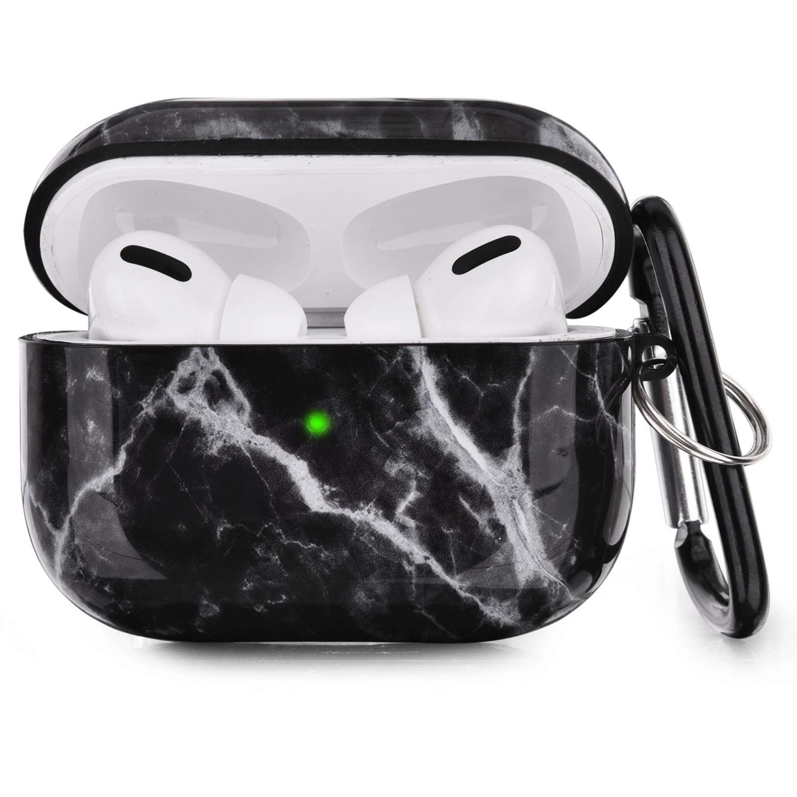 Cute Shockproof Hard Case Cover for Apple AirPods Pro - Compatible with AirPods Pro Charging Case, Portable Protective Case with Keychain for Women & Men (Black) | Perfect for Travel, Gym & Everyday Use