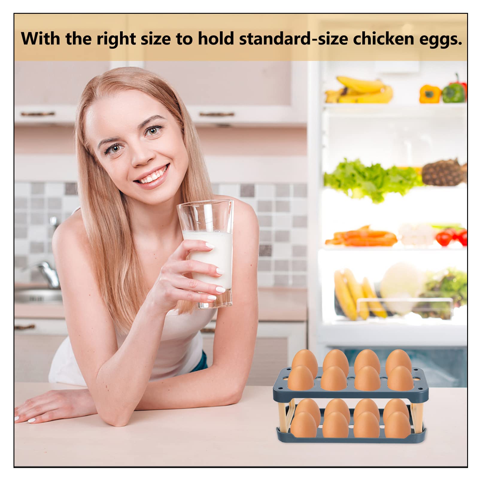 Clear Plastic Egg Carton for Refrigerator - Easter Egg Storage Container with Lid for Home Kitchen