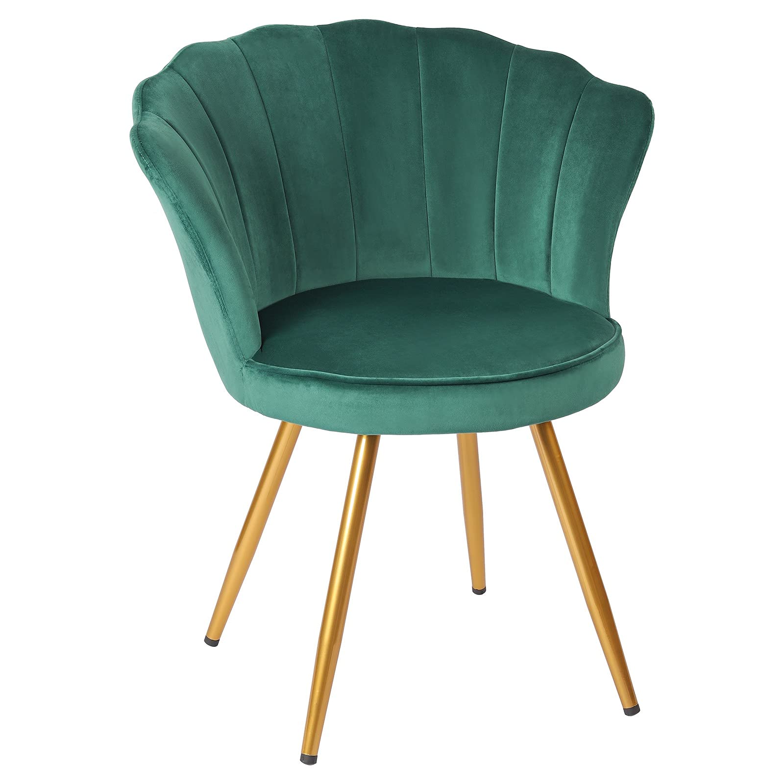 Mid Century Modern Velvet Accent Chair with Golden Metal Legs - Comfortable Lounge Armchair for Living Room, Bedroom, Office & Small Spaces - Perfect as Guest Chair, Vanity Seat or Reading Chair (Green)