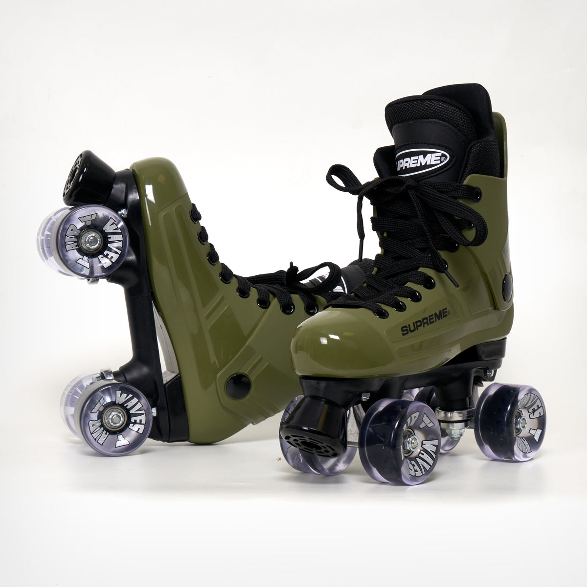 Supreme Turbo 33 Roller Skates - Army Green with Airwaves Wheels (Multiple Color Options) | Outdoor & Indoor Skating, Rink Sports, Fitness & Fun Activities