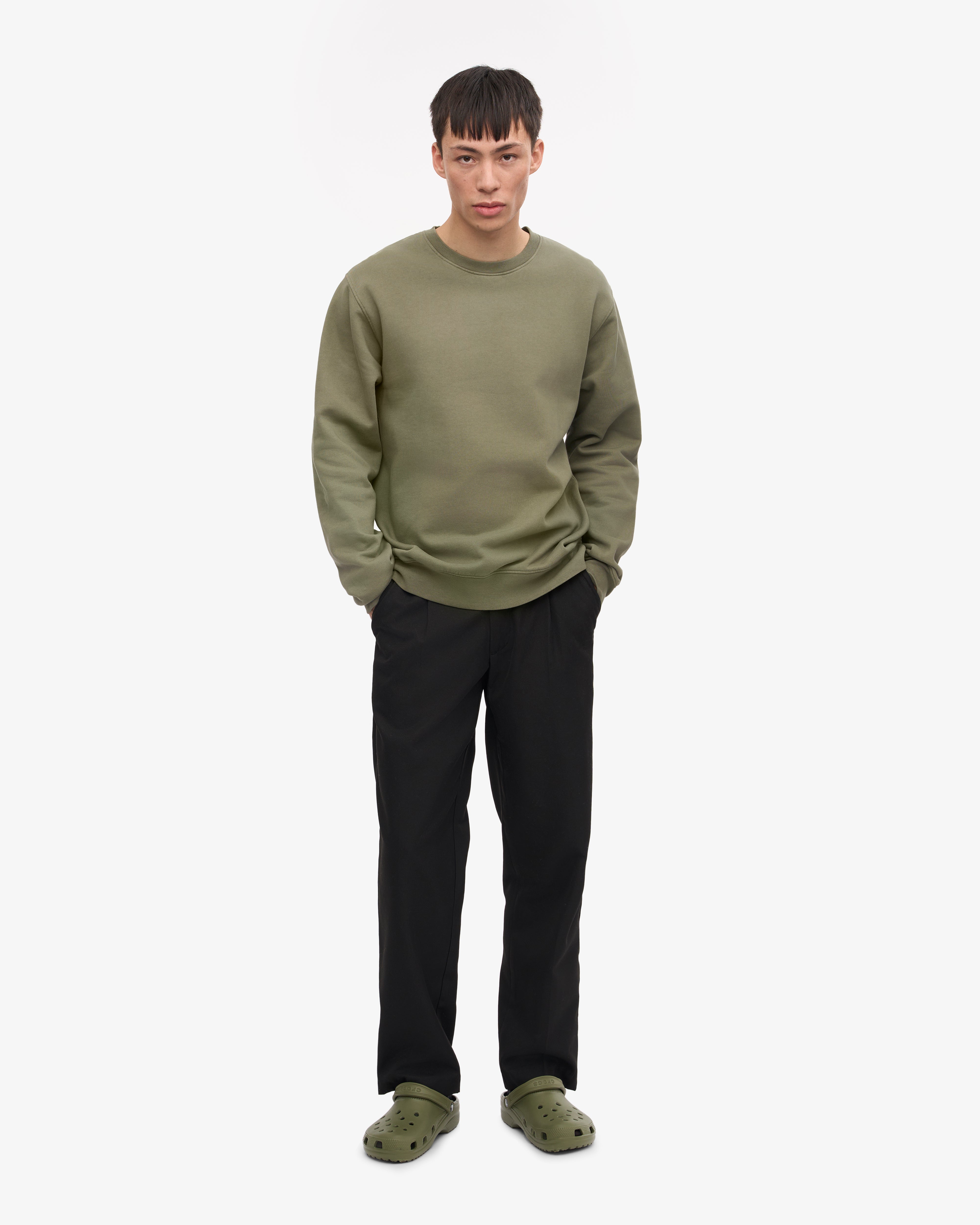 Classic Organic Cotton Crew Neck T-Shirt for Men - Soft & Comfortable Dusty Olive Green Tee - Perfect for Casual Wear, Gym & Everyday Outfits