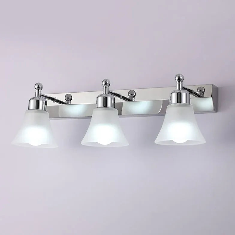 Frosted Glass Silver Mirror Bathroom Wall Lights - Modern Vanity Lighting for Bathroom, Powder Room & Dressing Area - Perfect for Makeup, Shaving & Home Decor