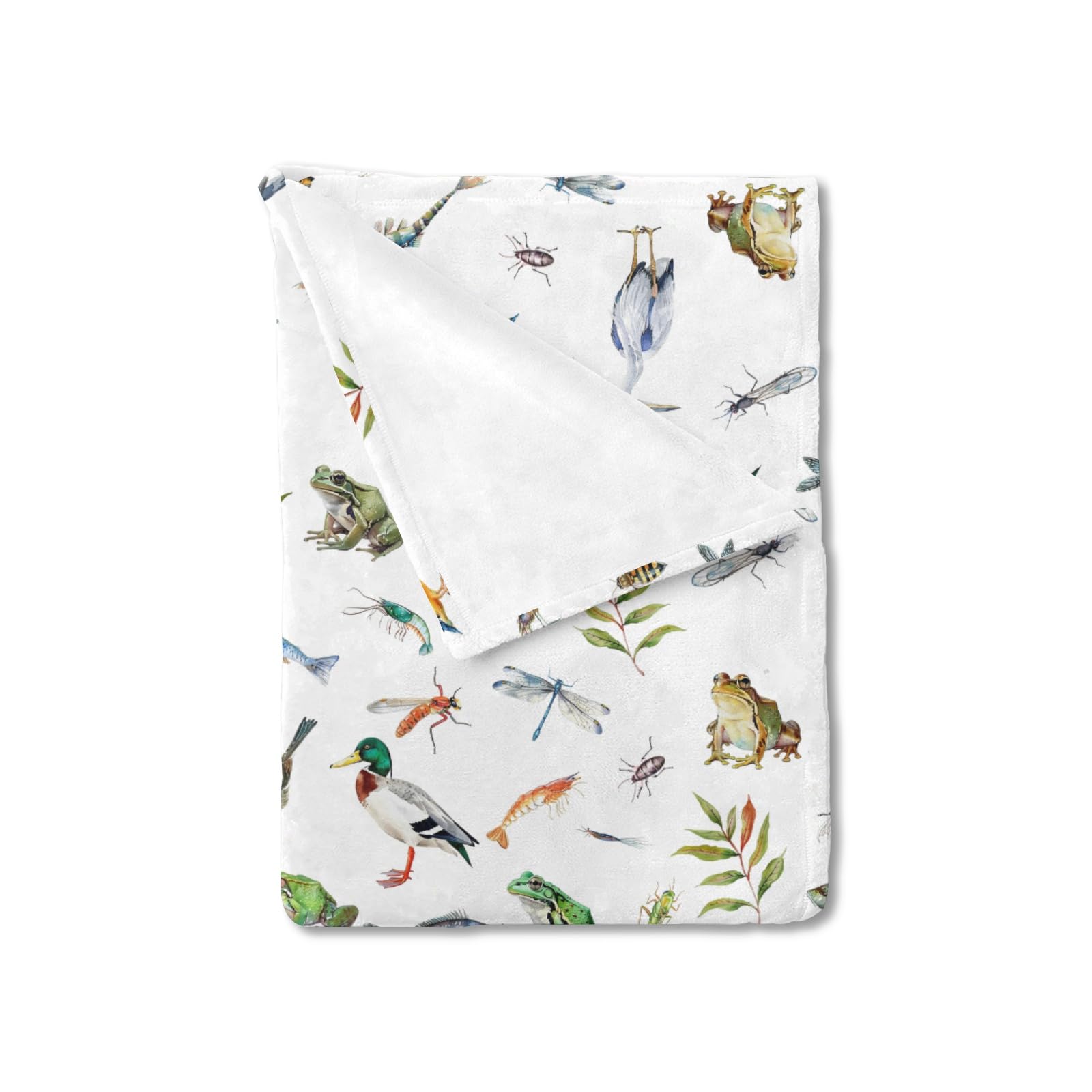 Wildlife Pond Baby Blanket for Boys & Girls - Soft Flannel Swaddle Blanket with Wild Animals, Frogs, Ducks, Fish & Birds Design - 30x40 Inch Nursery Blanket for Toddlers, Crib & Playmats | Perfect for Baby Showers, Hunting Themed Nurseries & Outdoor Photography Props