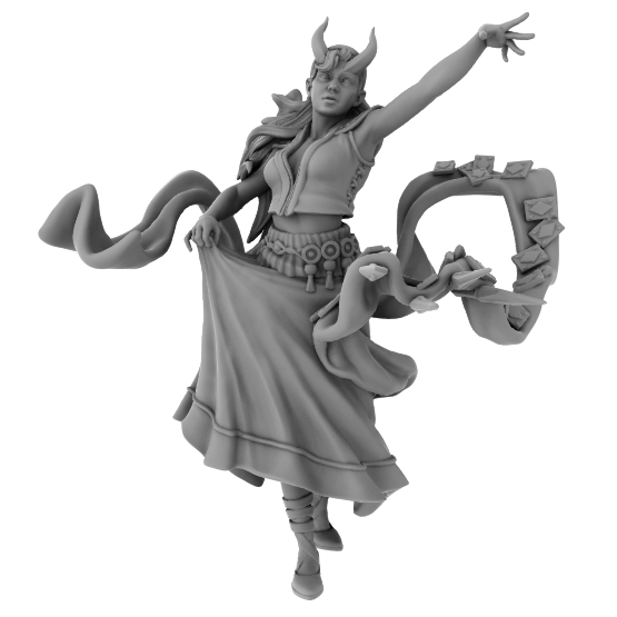 Chaval Female Tiefling 2 Miniature Figure with Character Cards - Fantasy RPG Tabletop Game Accessory for Dungeons & Dragons Campaigns