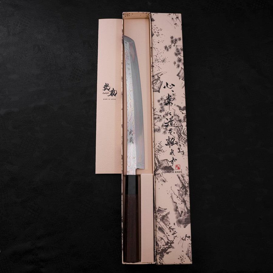 Premium Sakimaru Takohiki Japanese Knife - 270mm Silver Steel #3 Damascus Blade with Buffalo & Wenge Handle - Sushi, Sashimi & Seafood Preparation