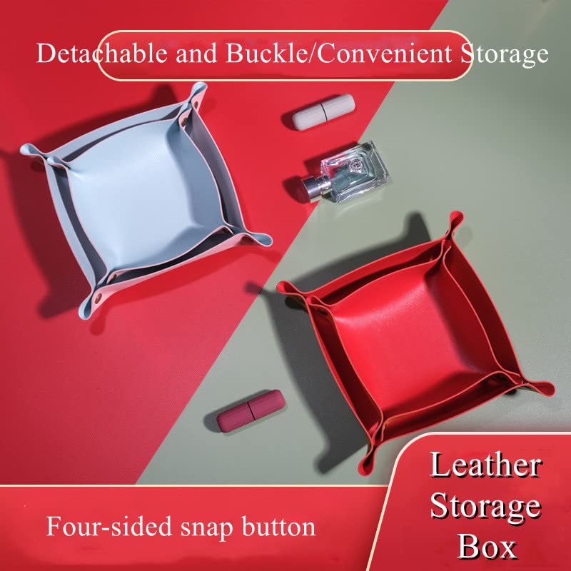 Premium PU Leather Jewelry Organizer Tray - Decorative Trinket Dish Box for Rings, Necklaces, Bracelets & Watches (2-Piece Set) - Perfect for Vanity, Dresser & Travel Jewelry Storage