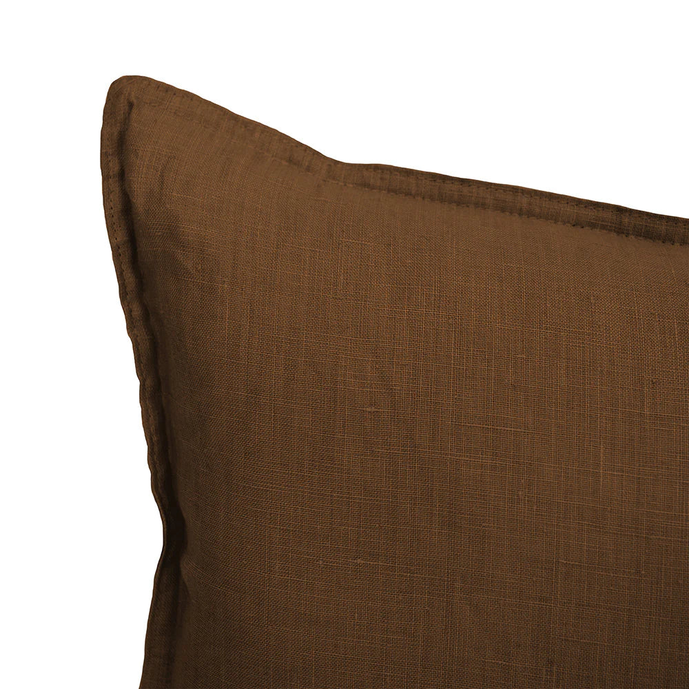 Premium Linen Cushion Cover - 18x18 Inch Square Pillow Case in Hazel Brown by Bambury | Soft & Breathable Home Decor for Sofa, Bed, Living Room & Nursery