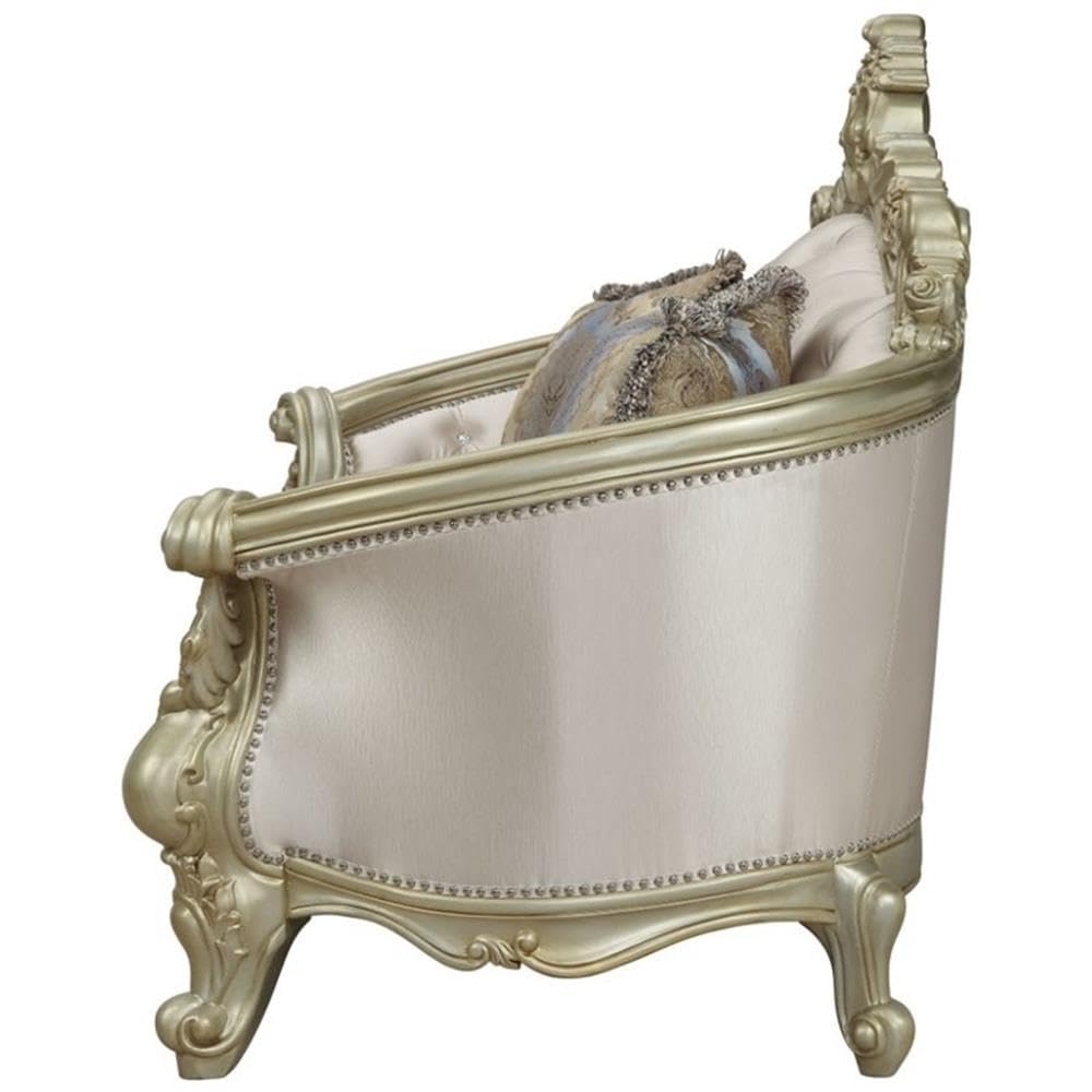 Acme Loveseat with Pillows - Cream Fabric & Golden Ivory for Cozy Living Room