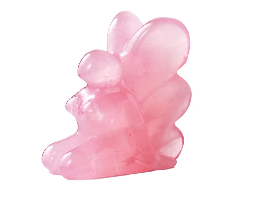 Natural Rose Quartz Butterfly Hand Carved Figurine - 2.7