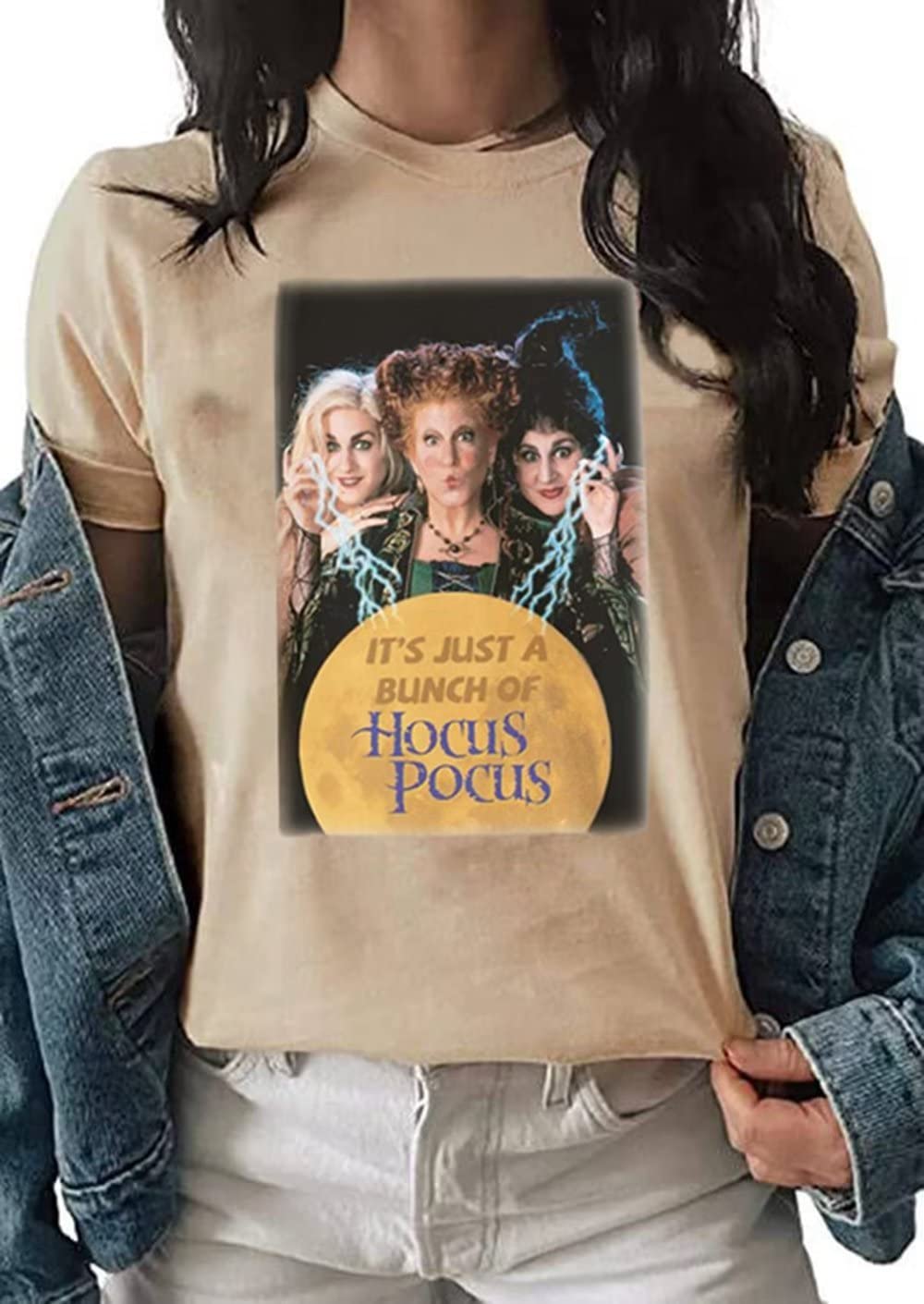 Halloween Sanderson Sisters T-Shirt - 'It's Just A Bunch of Hocus Pocus' Women's Graphic Tee for Fall | Witchy Costume & Casual Outfit