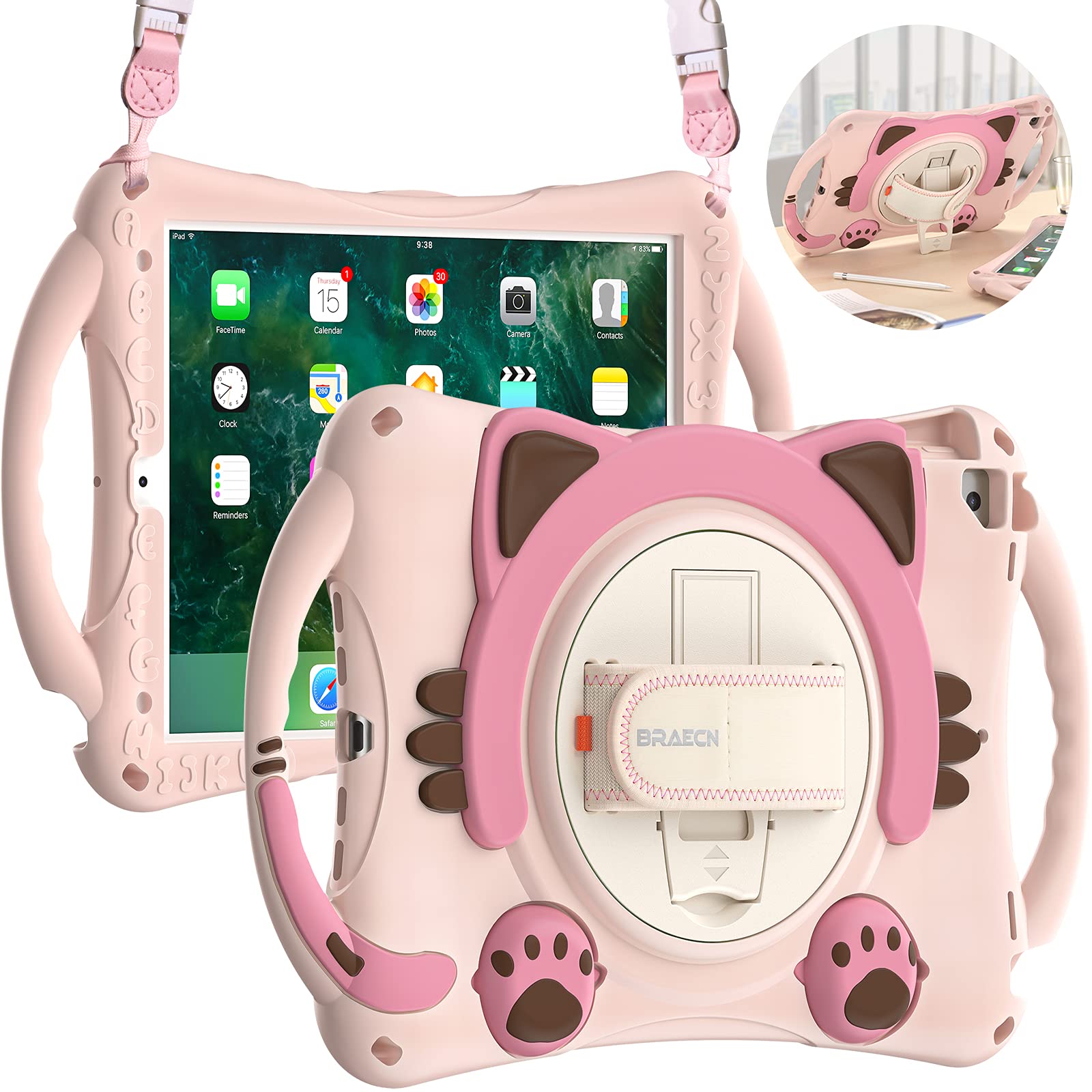 BRAECN Shockproof Silicone Kids Case for Apple iPad 9th/8th/7th Gen 10.2