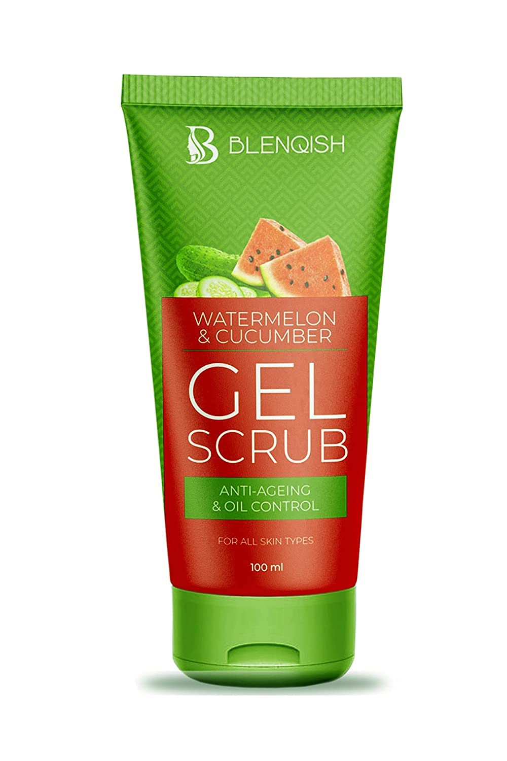 BLENQISH Watermelon & Cucumber Face Scrub & Hydrating Cream - 72H Moisture Boost, Oil Control & Anti-Aging for All Skin Types | Gentle Exfoliation & Deep Hydration | Reduces Wrinkles | Perfect for Daily Skincare & Post-Makeup Cleansing