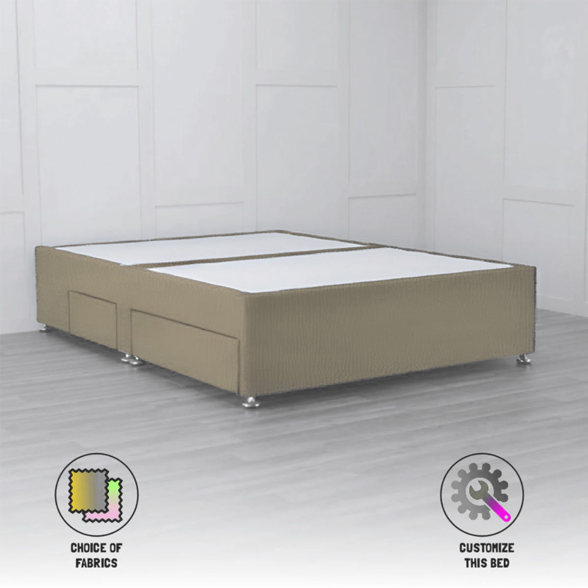 Comfortable Padded Divan Bed Base with 2 Same-Side Storage Drawers - Perfect for Small Bedrooms & Guest Rooms