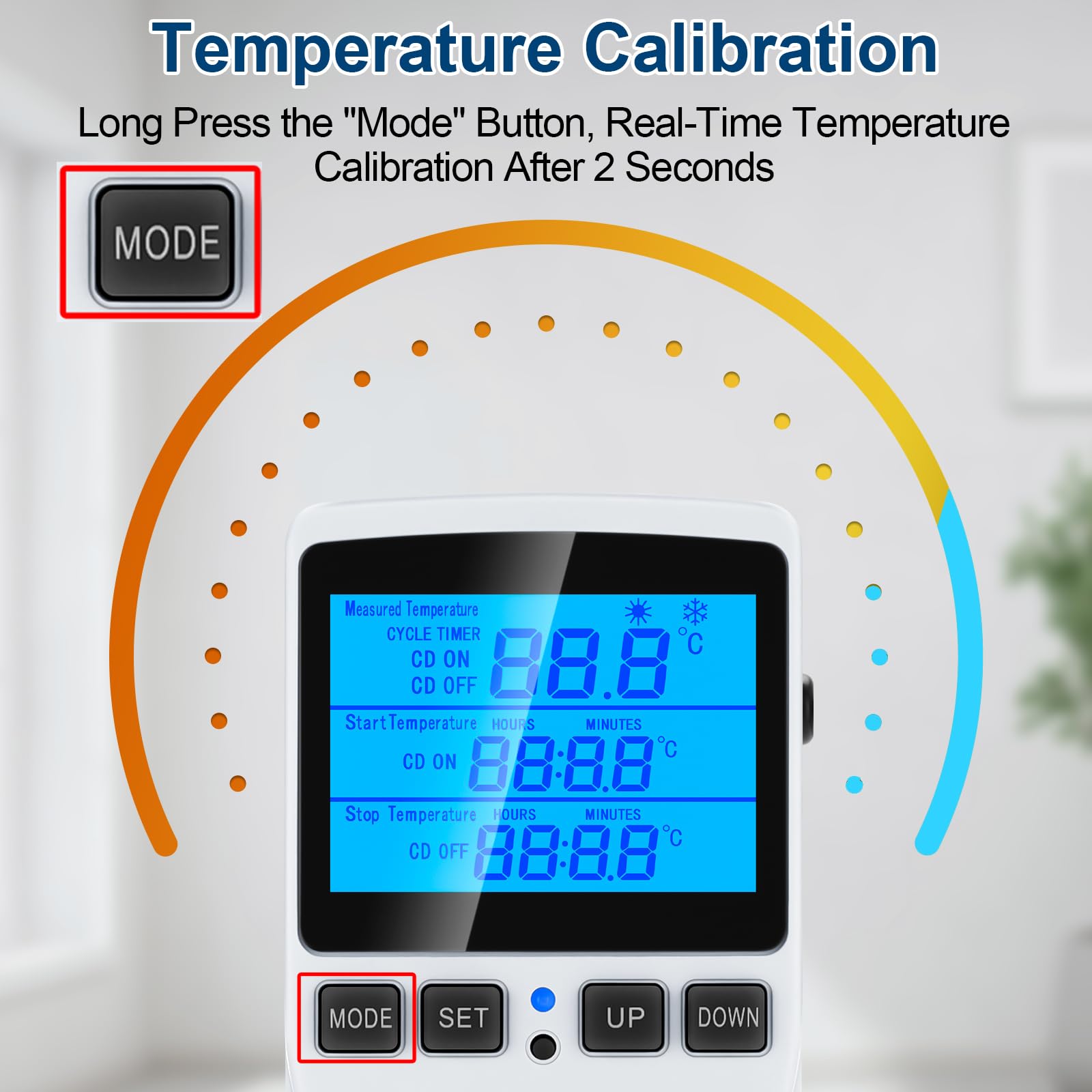 Digital Temperature Controller with Countdown Timer - Smart Thermostat for Reptile Tanks, Aquariums, Greenhouses & Terrariums - Day/Night Mode, LCD Backlight, Heating & Cooling Function - Perfect for Reptile Habitats, Fish Tanks & Plant Growth