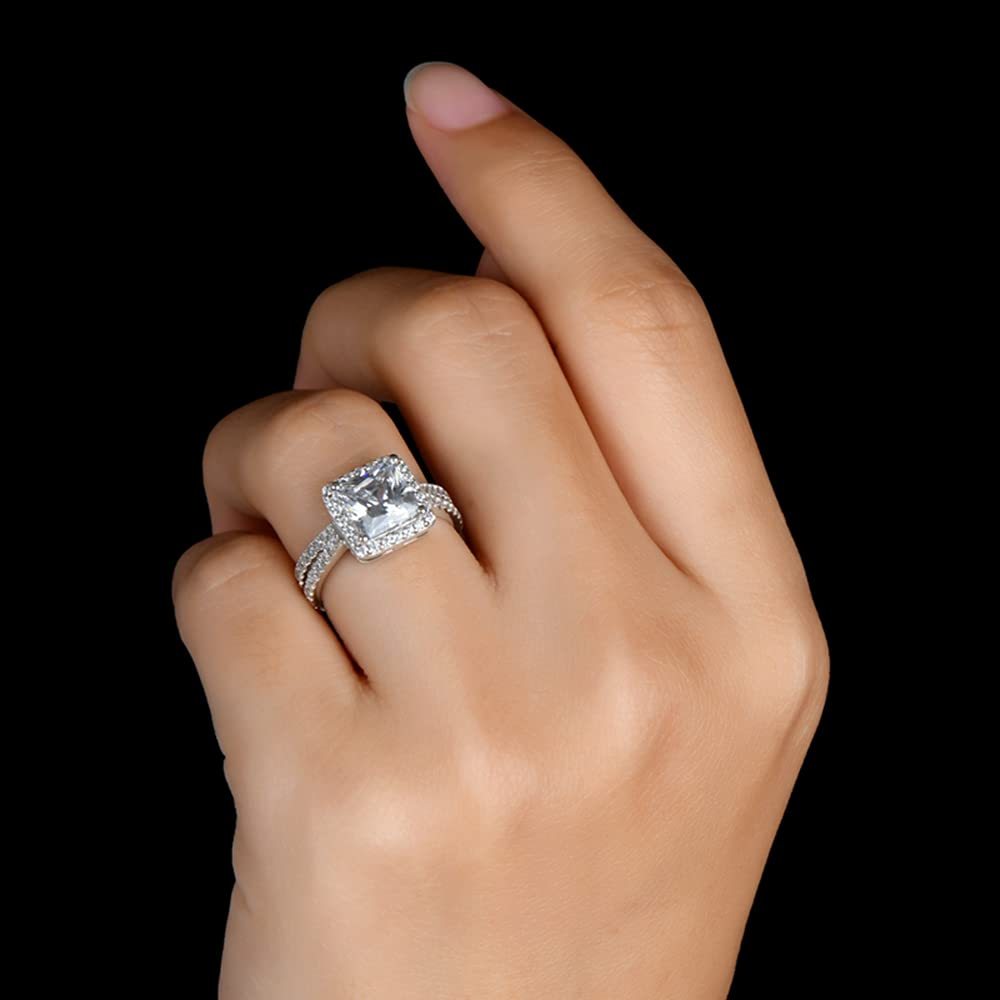 2ct Moissanite Diamond Ring - 925 Sterling Silver Personalized Name Engraved Wedding & Engagement Ring for Women, Men, Couples | Perfect for Proposals, Anniversaries, and Special Occasions
