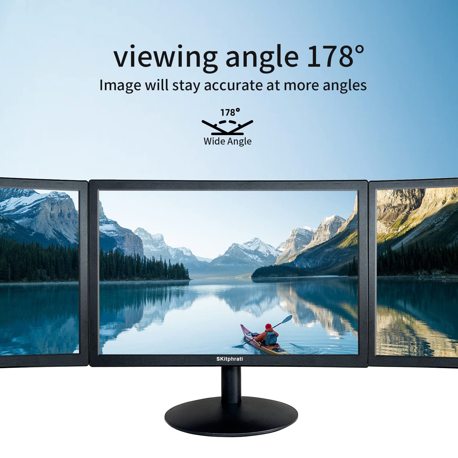 15.6 Inch FHD 1080P VA Computer Monitor - 1920x1080 Resolution, 99% sRGB, HDMI & VGA Ports, VESA Mount - Slim LED Display for Desktop PC, Laptop, Gaming & Office Work (Black) - Perfect for Home Office, Gaming Setup & Multi-Screen Workstations