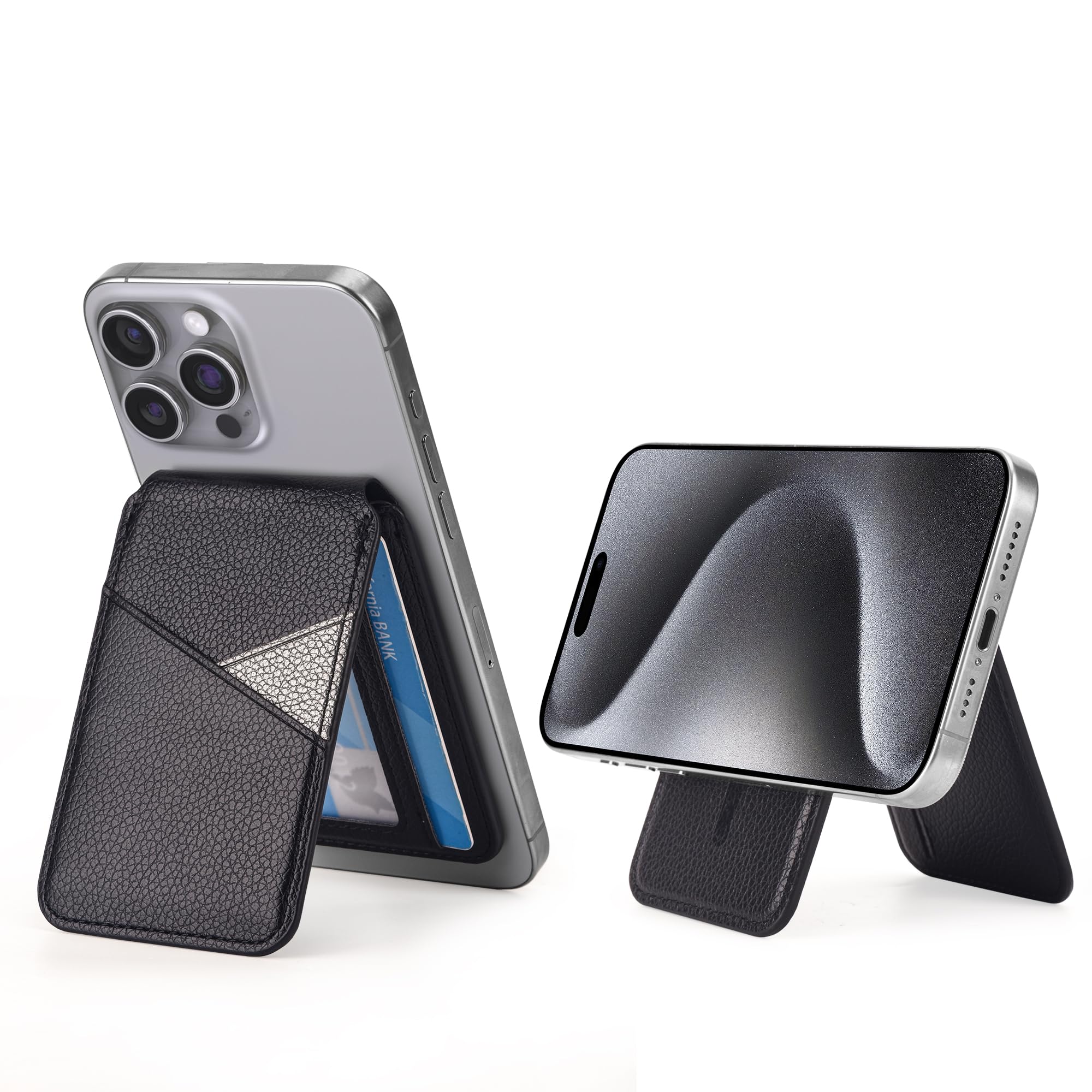 Arae Magnetic Phone Wallet for iPhone 16/15/14/13/12 Series - MagSafe Compatible, RFID Blocking, PU Leather with 4 Card Holder & Adjustable Stand (Blue) - Perfect for Daily Commute, Shopping & Travel