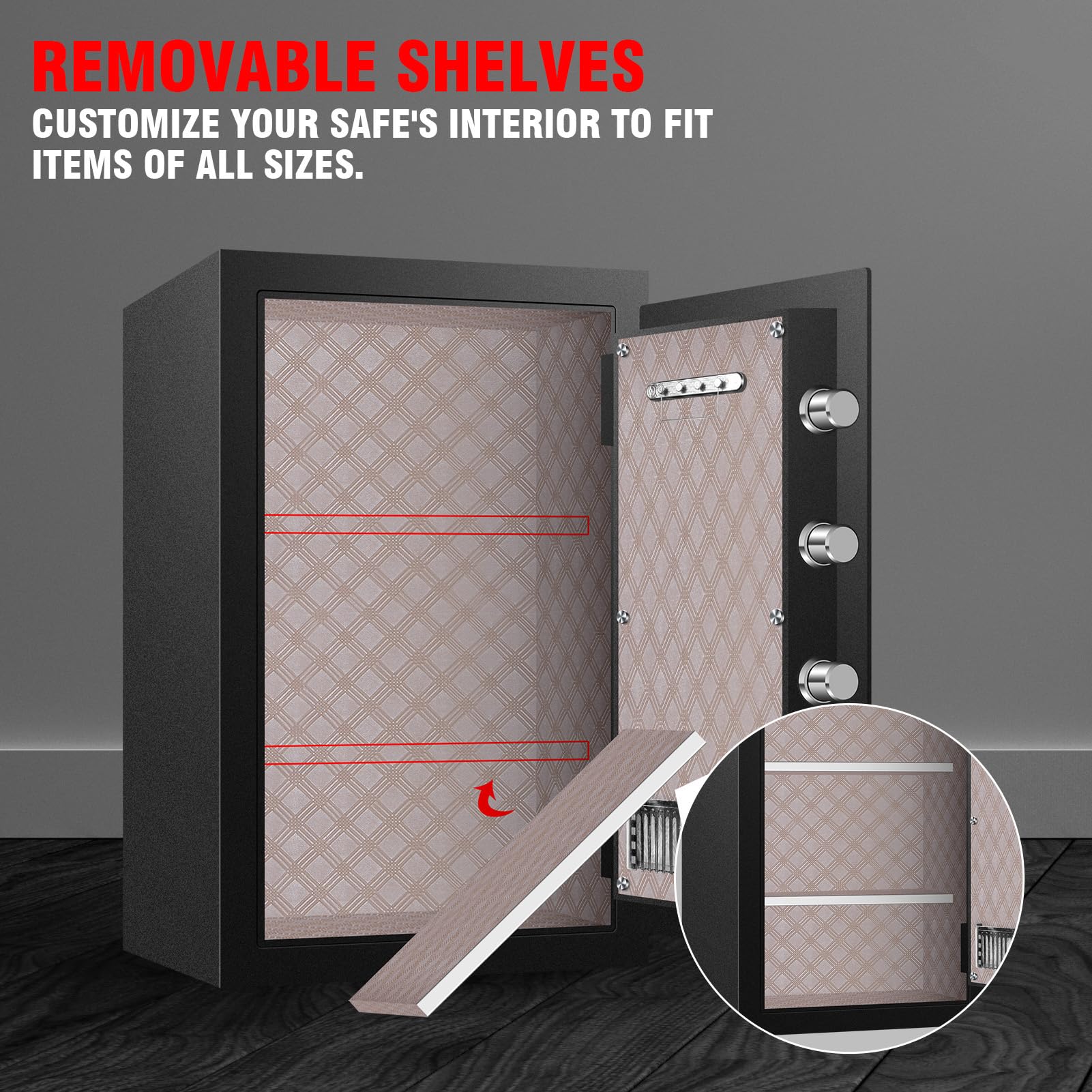 ToruKeep 4.0 Cu Ft Fireproof Safe Box with LCD Screen & Digital Keypad - Home Security Safe for Cash, Jewelry, Documents & Handguns | Fire Resistant, Hidden Key Lock, LED Lighting & Removable Shelves | Perfect for Home, Office & Gun Storage Protection