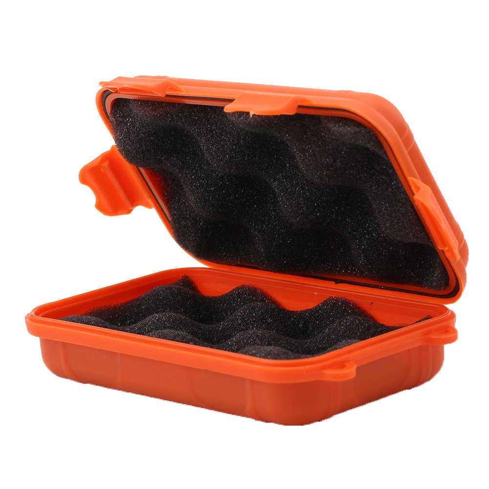 Waterproof Shockproof Plastic Storage Box - Outdoor Survival Gear, Universal Sealed Container with Foam Insert (Orange, Small Size) - Perfect for Camping, Hiking, Emergency Kits & Tool Organization