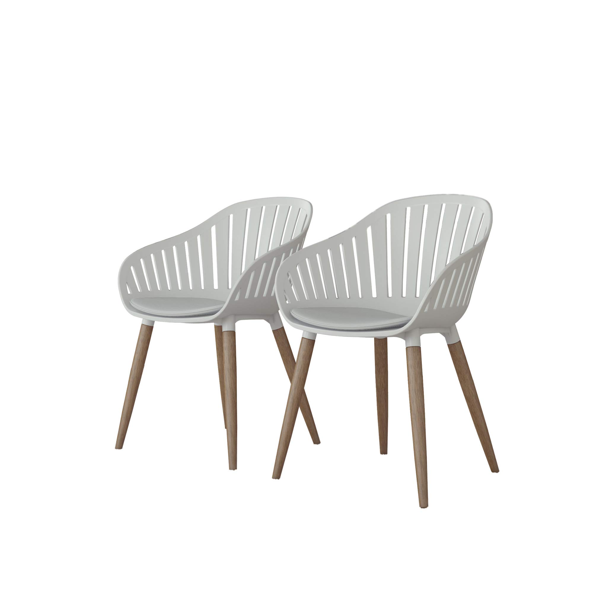 2-Piece Amazonia Gray & Brown Eucalyptus Wood Contemporary Indoor Chair Set - 26