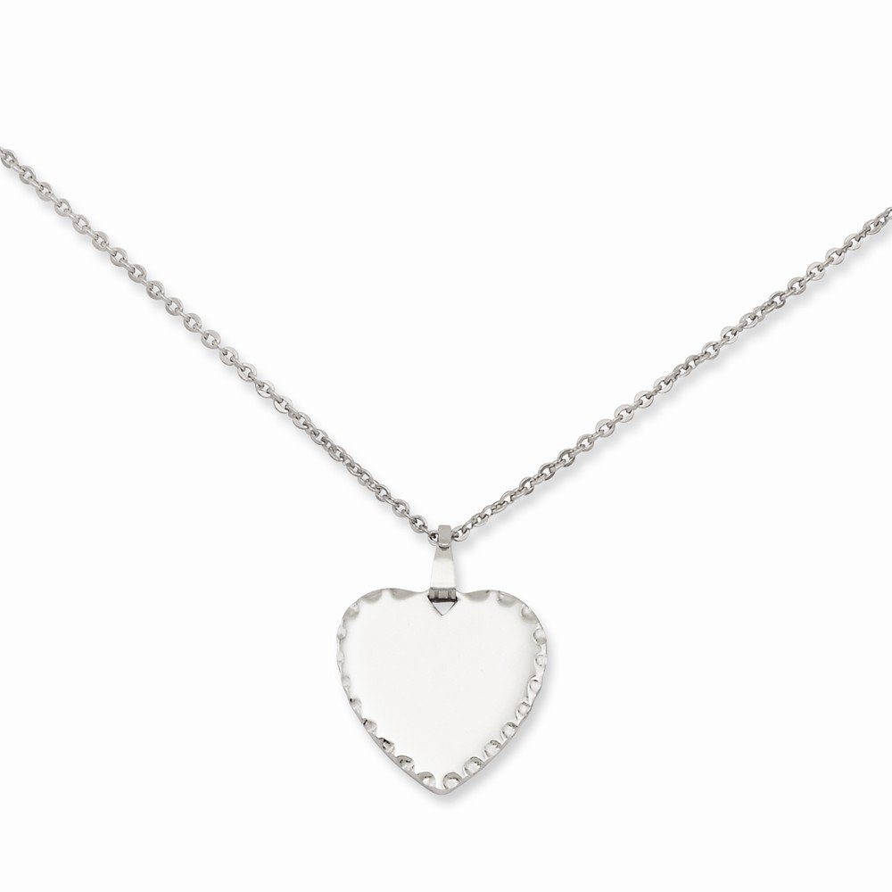 Personalized Engravable Solid Heart Disc Pendant Necklace - Custom Name or Date Charm for Women, Gift for Her, Valentine's Day, Anniversary, Birthday Jewelry