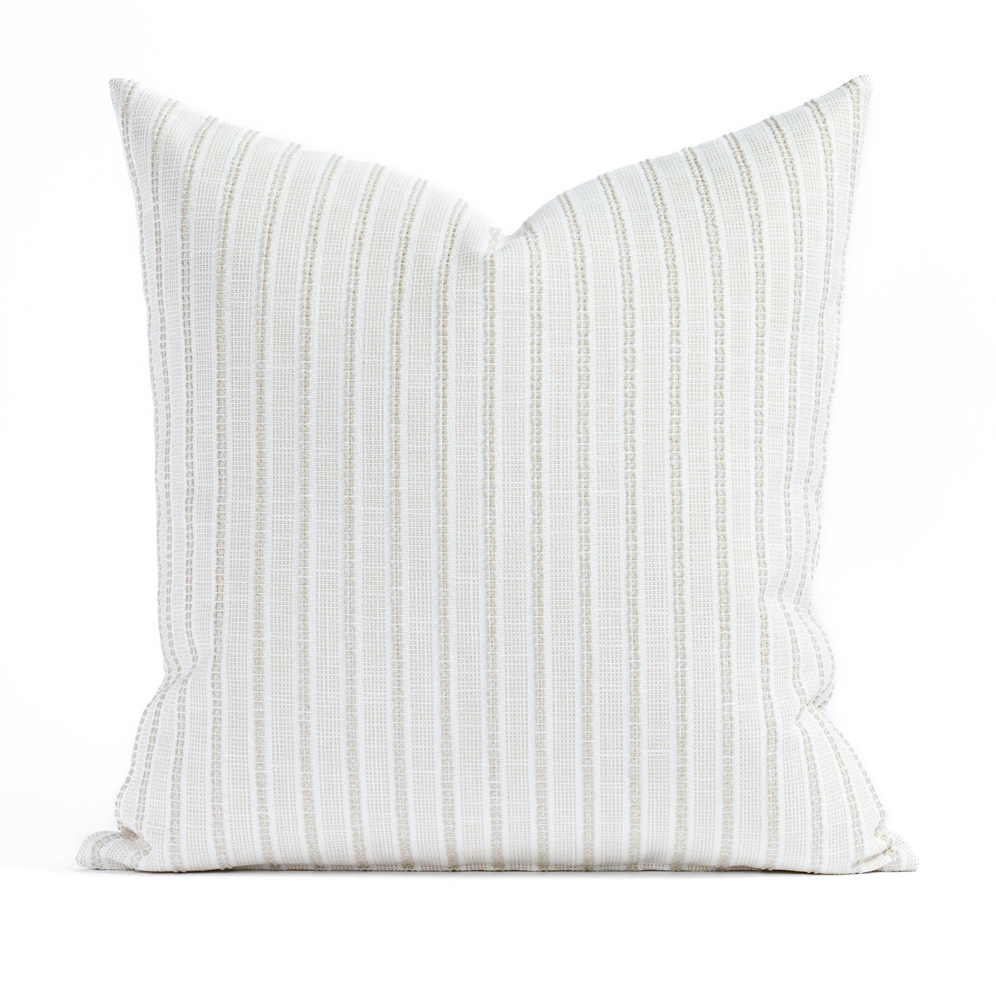 Amalfi Stripe 20x20 Outdoor Decorative Throw Pillow Cover - Natural Cotton Waterproof Cushion for Patio, Poolside, Garden & Porch Furniture