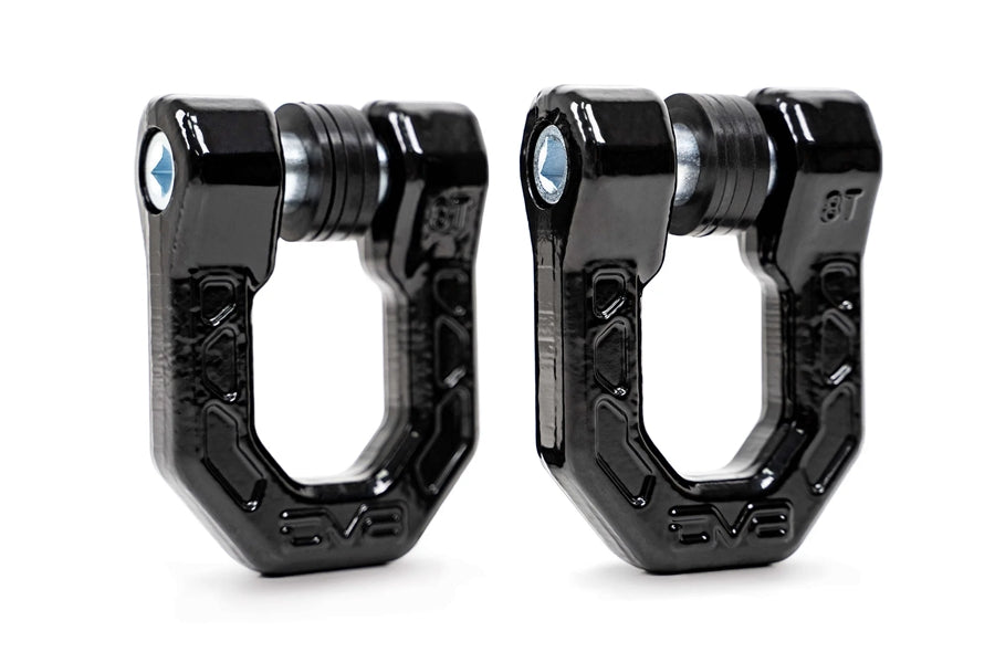 DV8 Elite Series D Rings - Heavy Duty Black Carabiner Clips for Climbing, Hiking, and Outdoor Gear - Pair of 2