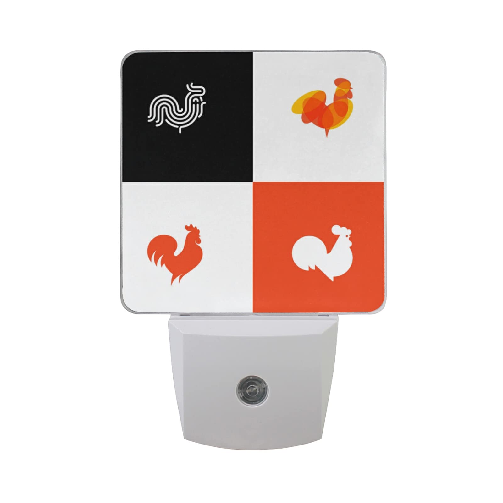 2 Pack Rooster Sensor LED Night Light Plug in - 0.5W Dusk to Dawn Automatic On/Off for Bedroom, Hallway, Stairs - Cute Animal Home Decor Desk Lamp for Kids & Adults - Perfect for Nursery, Bathroom Safety Lighting