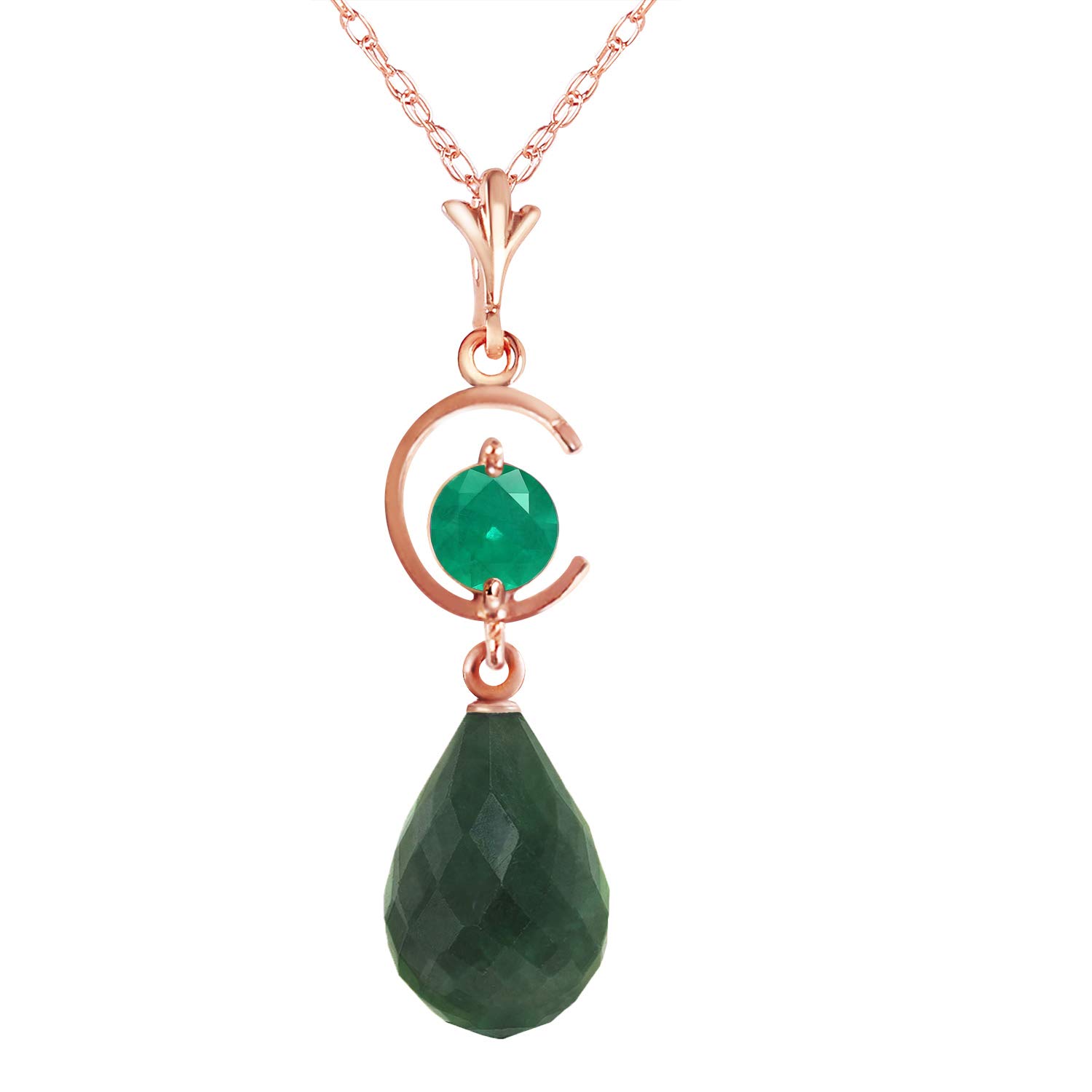 14K Solid Gold Necklace with Natural Emeralds - Galaxy Gold GG Elegant Jewelry for Women, Gift for Her, Perfect for Weddings, Anniversaries & Special Occasions