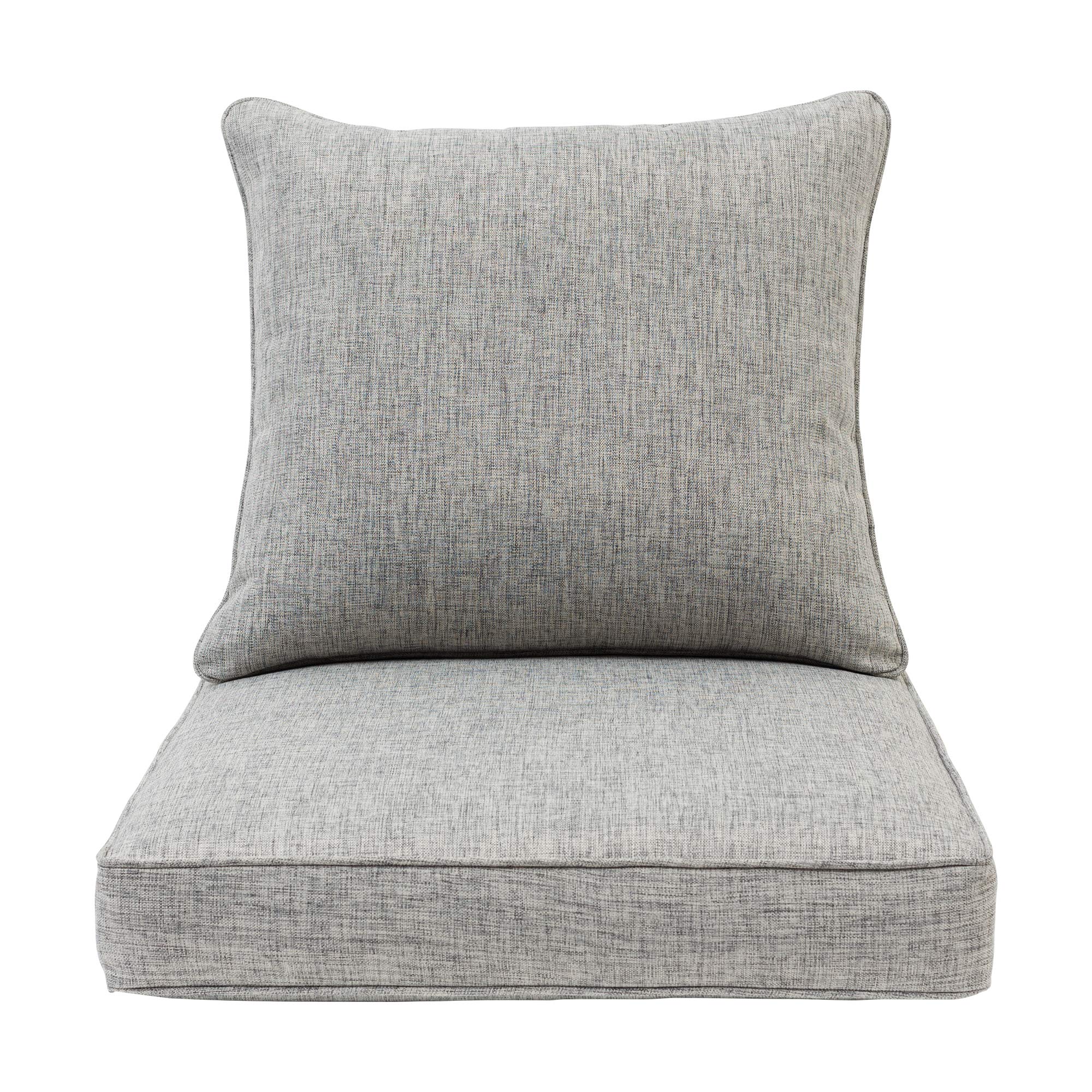 QILLOWAY All-Weather Outdoor Chair Cushion Set - Waterproof Patio Furniture Cushions for Garden, Deck, Poolside (Grey/Black) - Perfect for Lounging, Sunbathing & Outdoor Relaxation