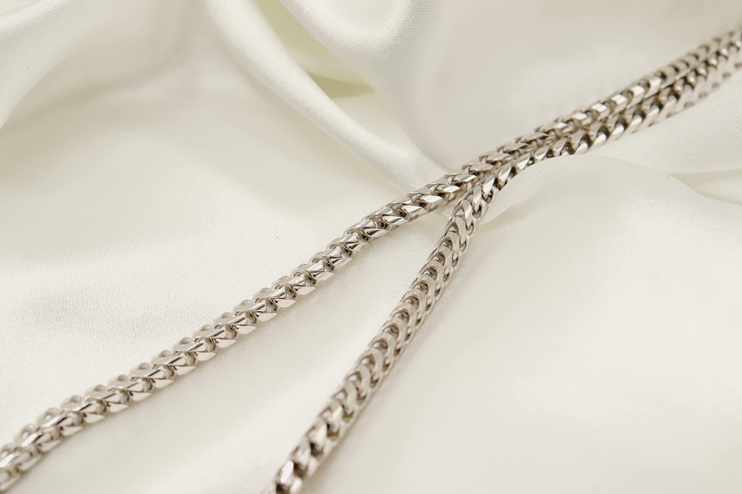 PORI JEWELERS Sterling Silver Unisex Franco Chain Necklace & Bracelet Set - 1.8mm to 3.7mm Box Link - Yellow/Silver Options - Perfect for Gifts, Weddings & Everyday Wear