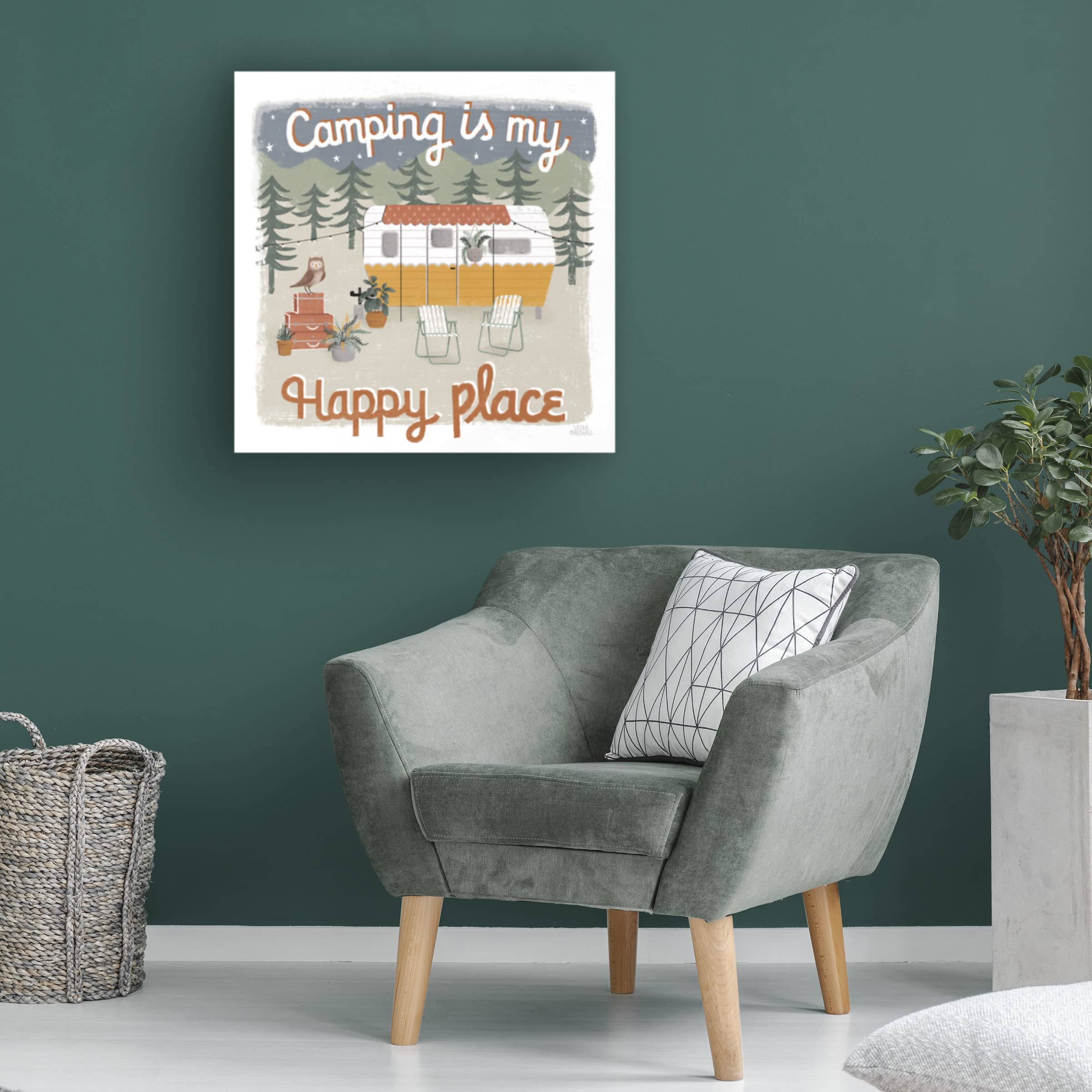 Laura Marshall 'Gone Glamping V' Canvas Wall Art Print - Nature Camping Decor for Living Room, Bedroom & Office