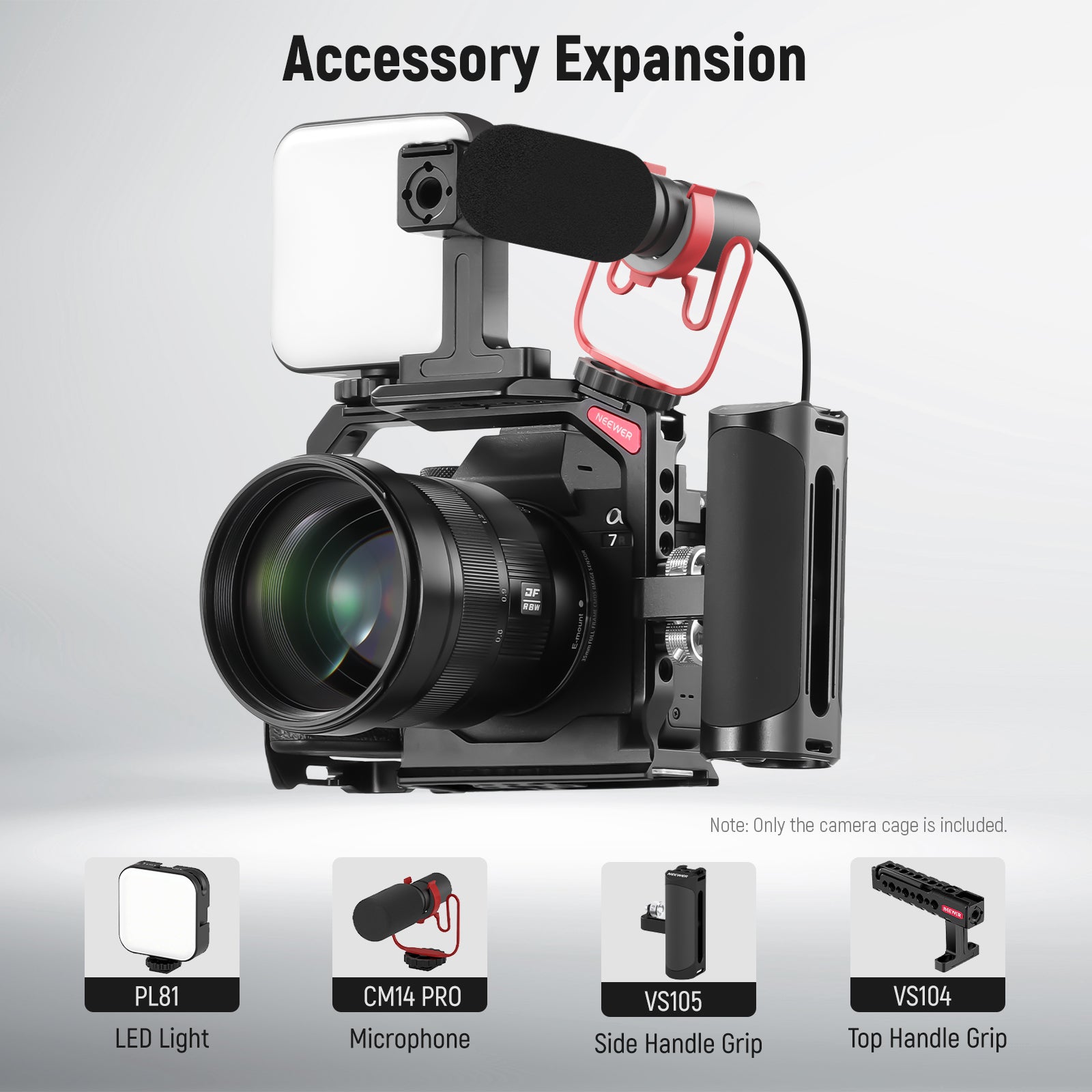 NEEWER CA004 Camera Cage Compatible with Sony a7RV, a7IV, a7RIV, a7SIII, a1 - Professional Aluminum Alloy Rig for Vlogging, Filmmaking & Photography