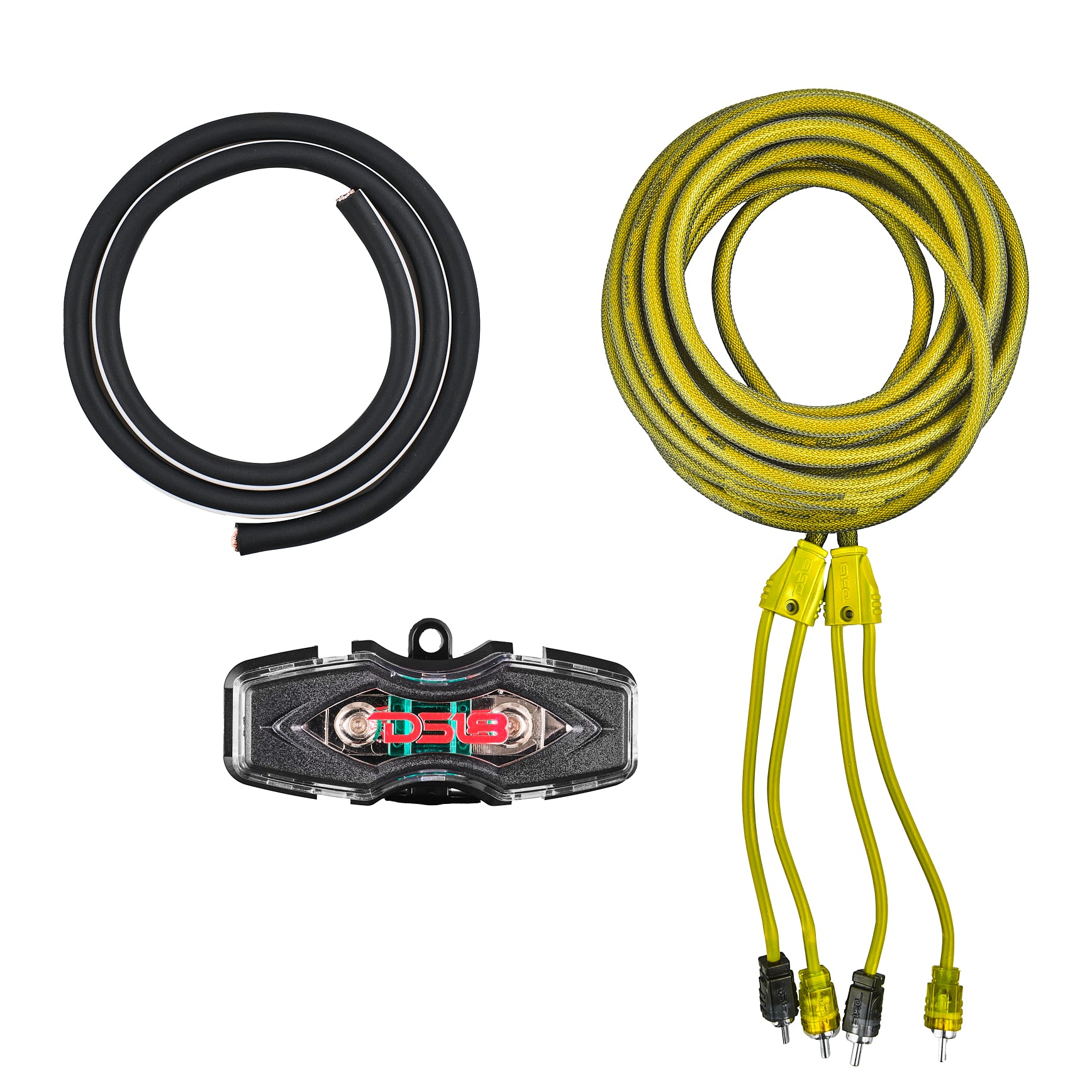 4 GA Amplifier Installation Kit - Heavy Duty Power & Ground Wire, Fuse Holder, Terminals - Perfect for Car Audio, Marine & RV Sound Systems (Yellow)