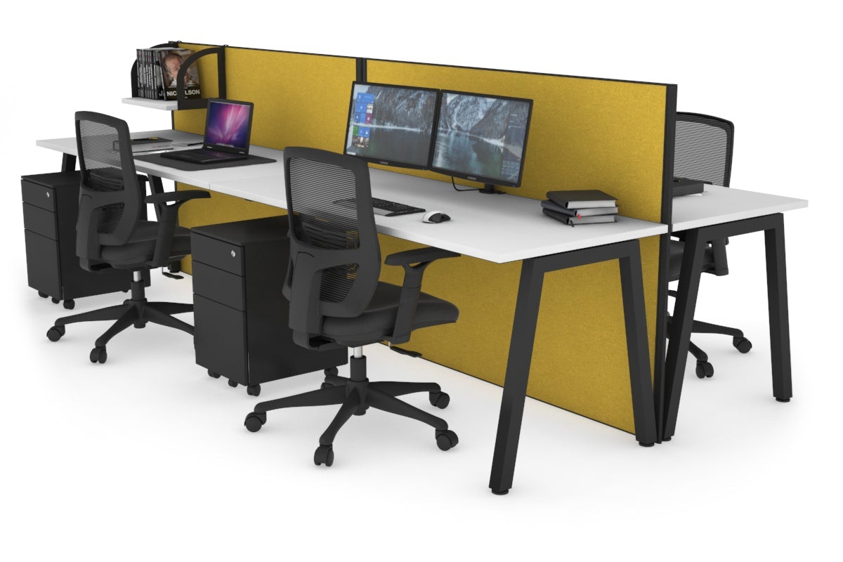 Horizon Quadro 4-Person Office Workstation Bench with A-Legs - 1400mm x 700mm Dimensions - Perfect for Collaborative Workspaces, Coworking Offices & Team Meetings