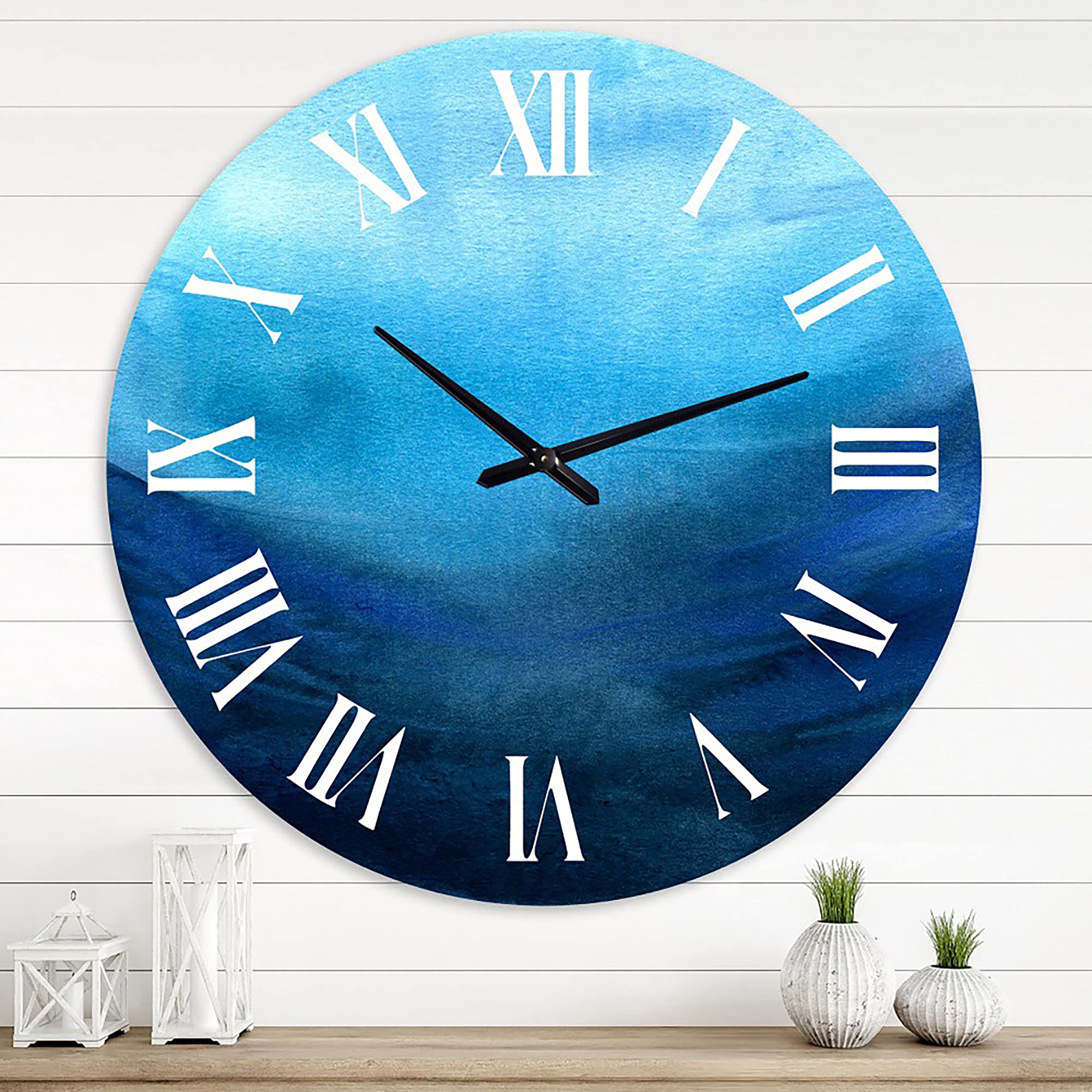Large Nautical Coastal Wall Clock - Underwater Aquatic Abstract Fractal Design for Kitchen, Living Room, Office & Home Decor | Perfect for Beach House, Coastal Theme or Modern Interior Design