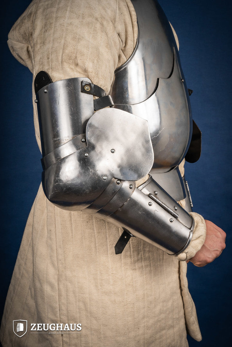 15th Century Medieval Armor - 1.6mm Polished Steel Knight Arm Armor for LARP, Cosplay & Historical Reenactment - Perfect for Renaissance Fairs, Theater Performances & Medieval Events