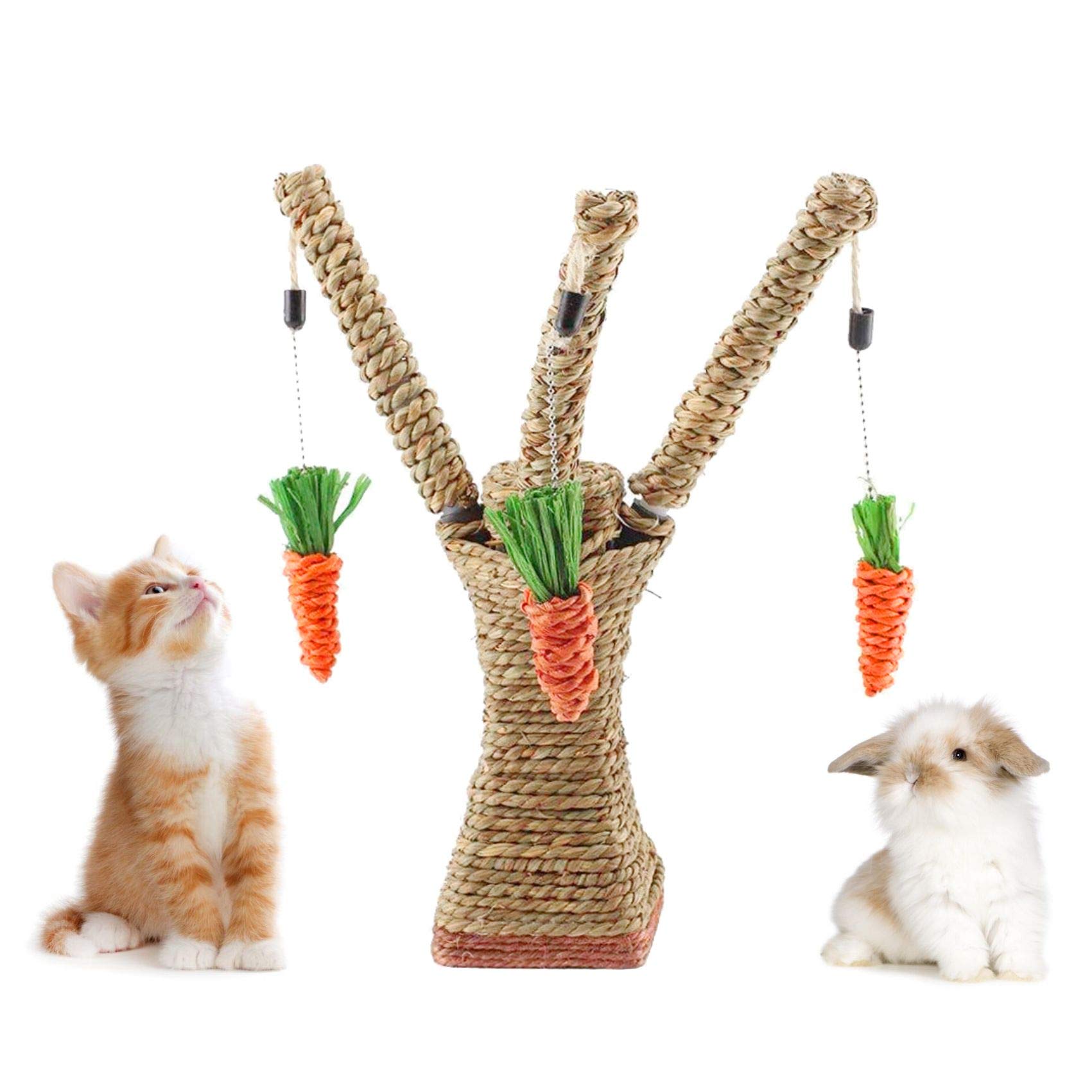 Pet Climbing Tree & Bunny Chew Toys - Small Animal Activity Center with Carrot Chew Toy for Cats, Hamsters & Rabbits | Prevent Furniture Scratching & Teeth Cleaning | Perfect for Indoor Play & Small Pet Enrichment