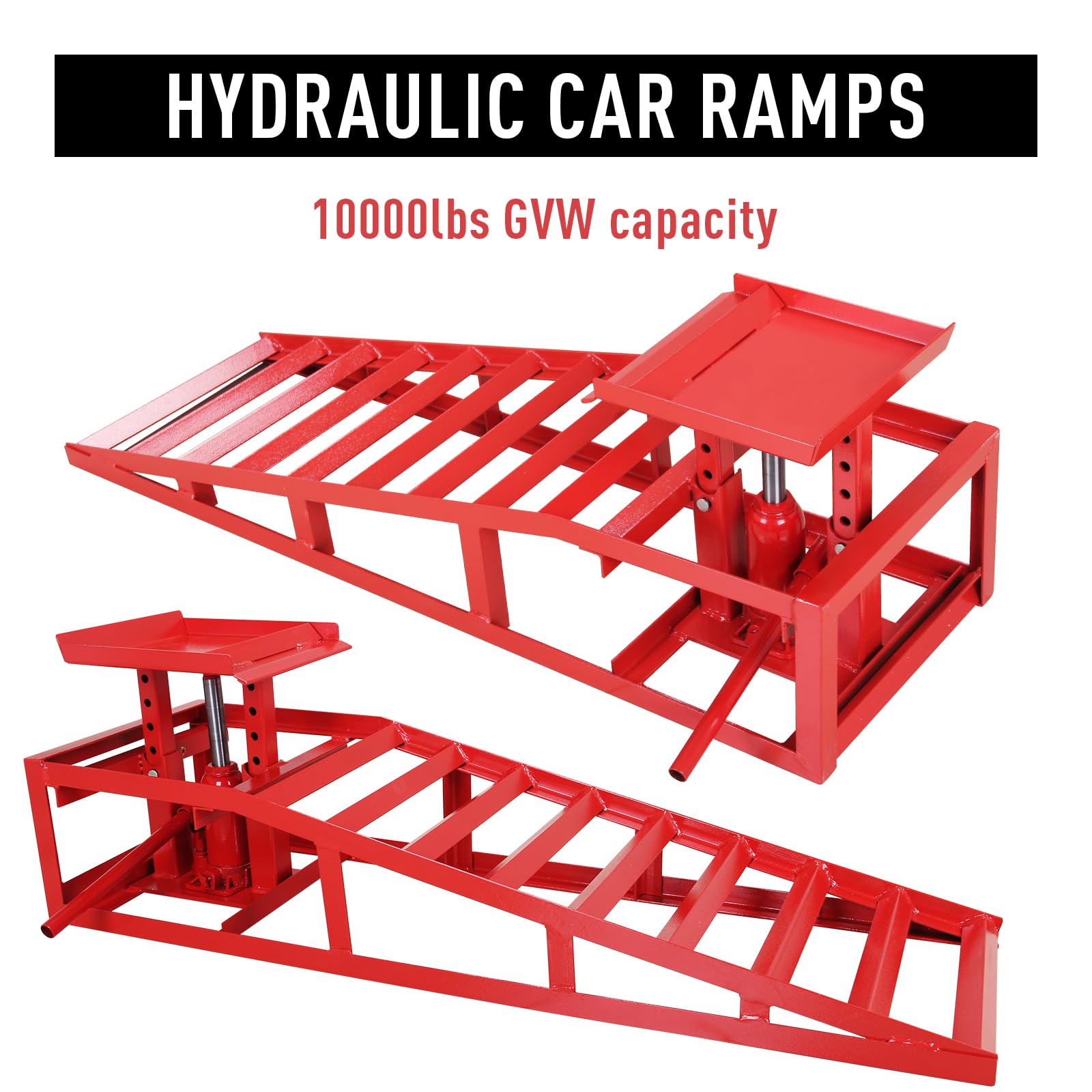 5T 10000lbs Hydraulic Car Ramps for Auto, Truck & Trailer - Heavy Duty Vehicle Service Ramps for Garage Repair & Maintenance | Perfect for DIY Car Lifts, Oil Changes & Underbody Work