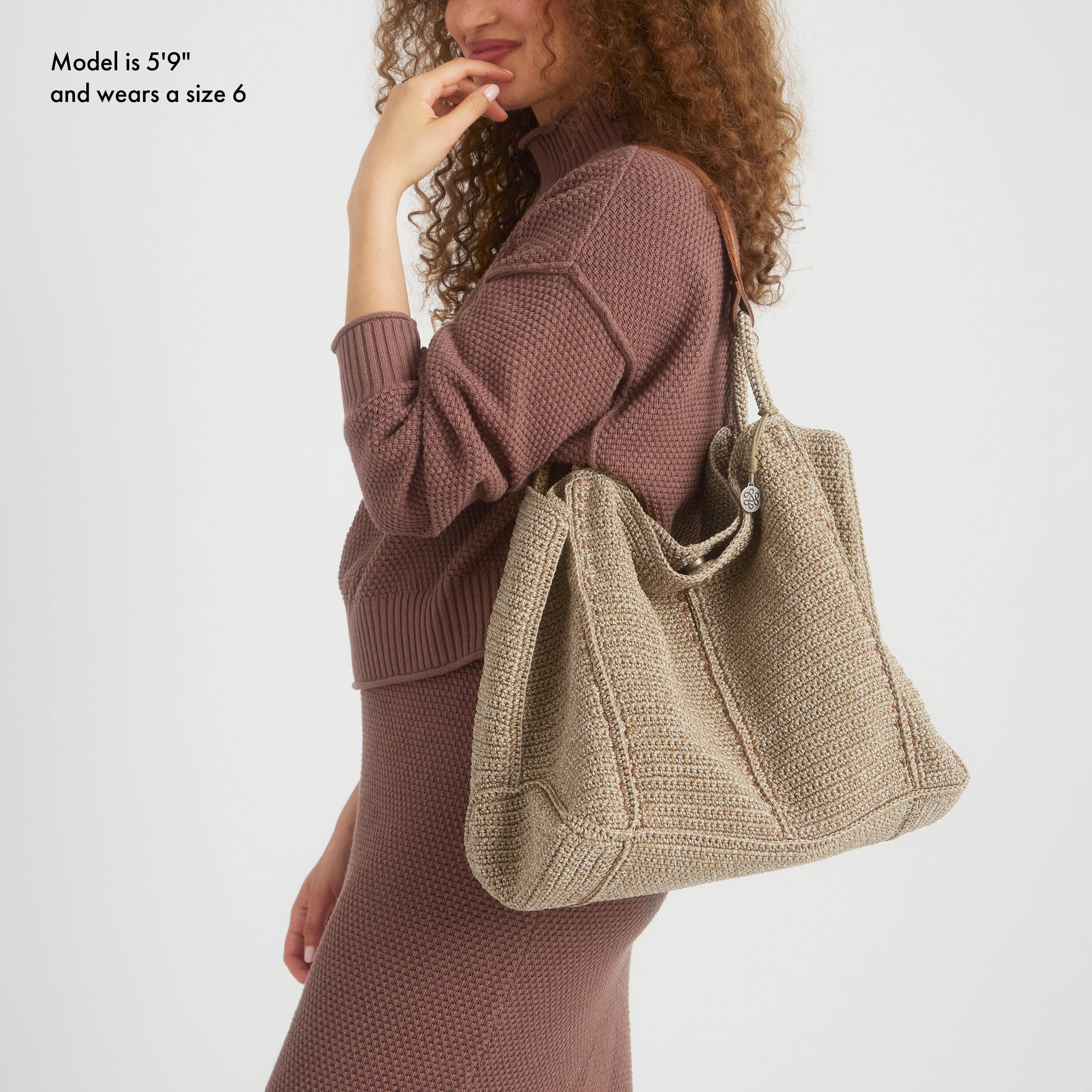 Los Feliz Large Hand Crochet Tote Bag - Eco-Friendly Bamboo Fiber Beach Tote for Women, Perfect for Shopping, Travel & Daily Use