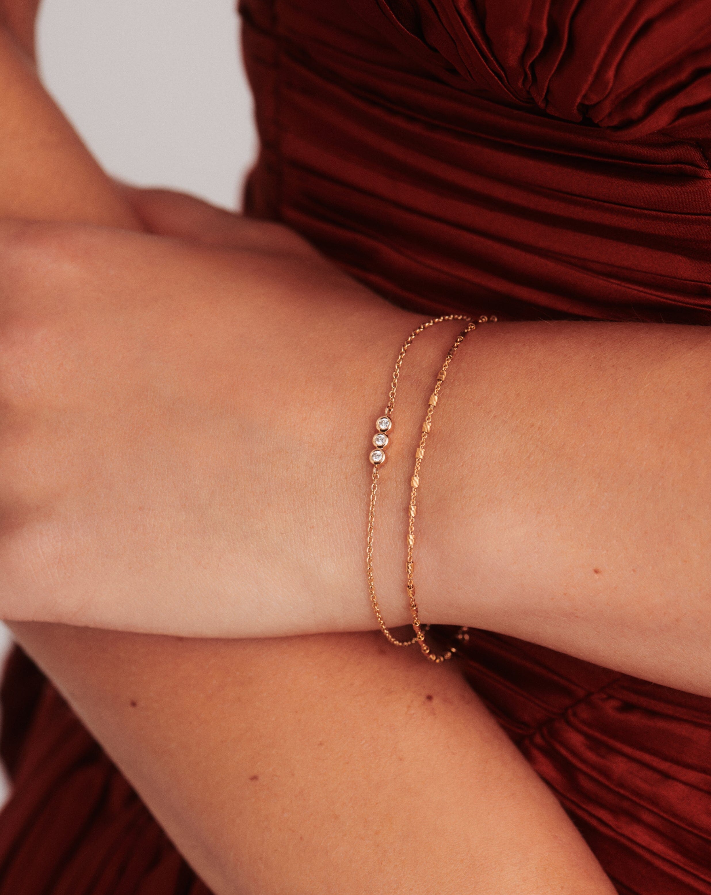 Exquisite 14K Gold Diamond Solitaire Trio Bracelet for Women - Elegant Tennis Bracelet for Weddings, Anniversaries & Special Occasions