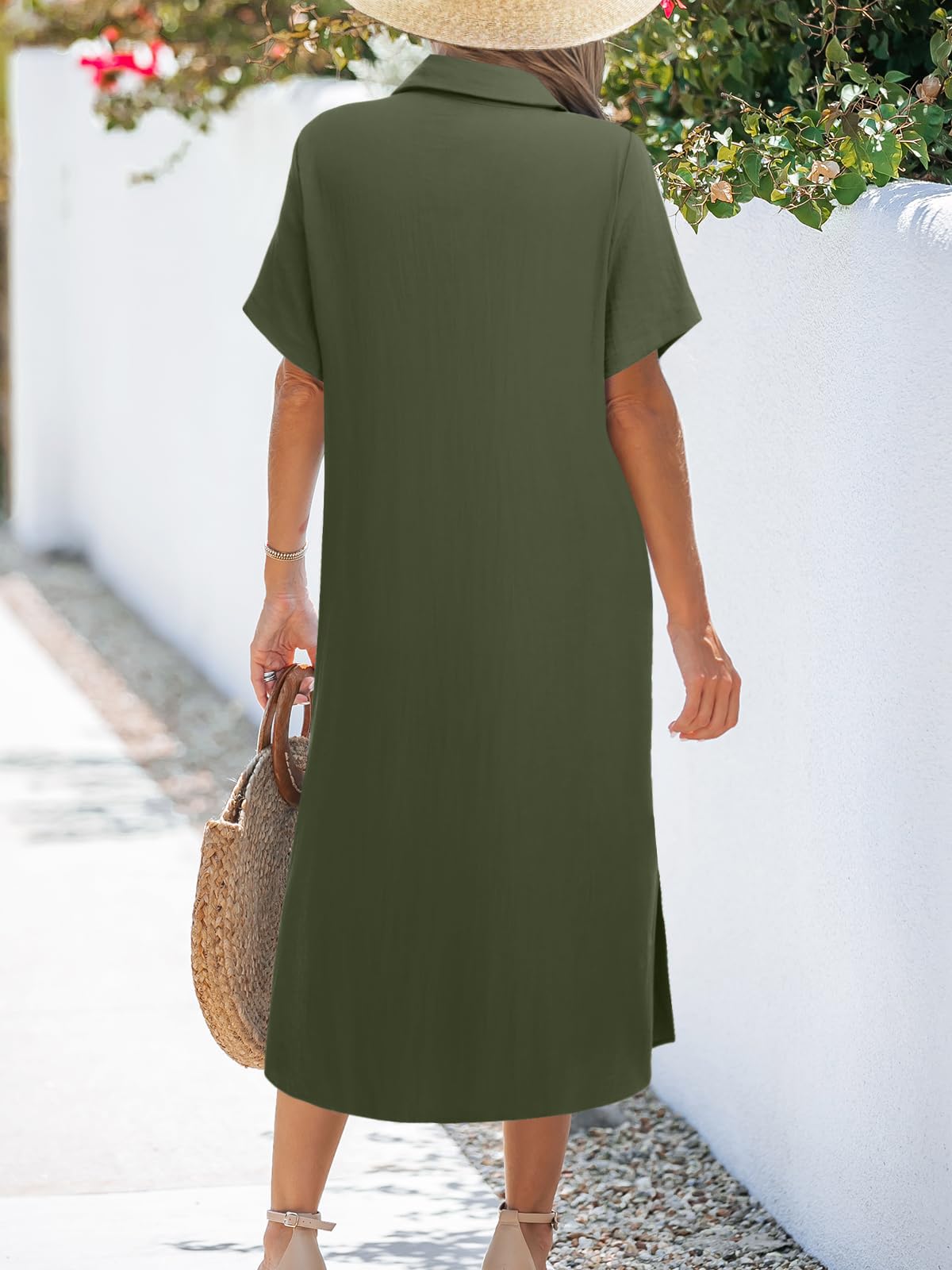 Zeagoo Women's Summer Casual Short Sleeve Button Down Shirt Dress - Beach Cover Up with Pockets | Perfect for Vacation, Poolside & Outdoor Activities