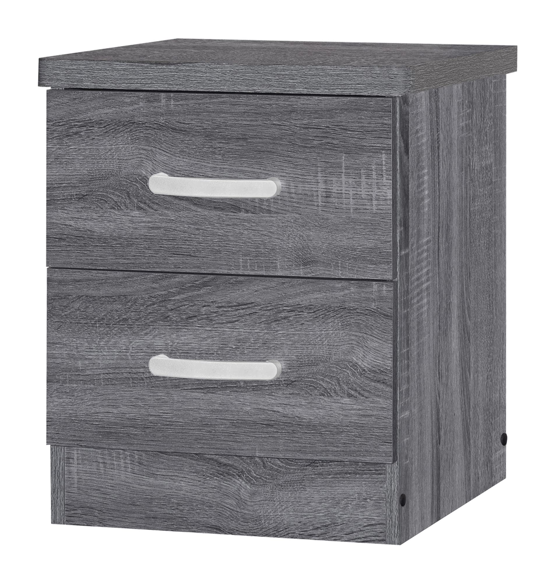 Better Home Products Cindy Faux Wood 2-Drawer Nightstand in Gray - Modern Bedside Table for Small Spaces, Bedroom Furniture with Storage